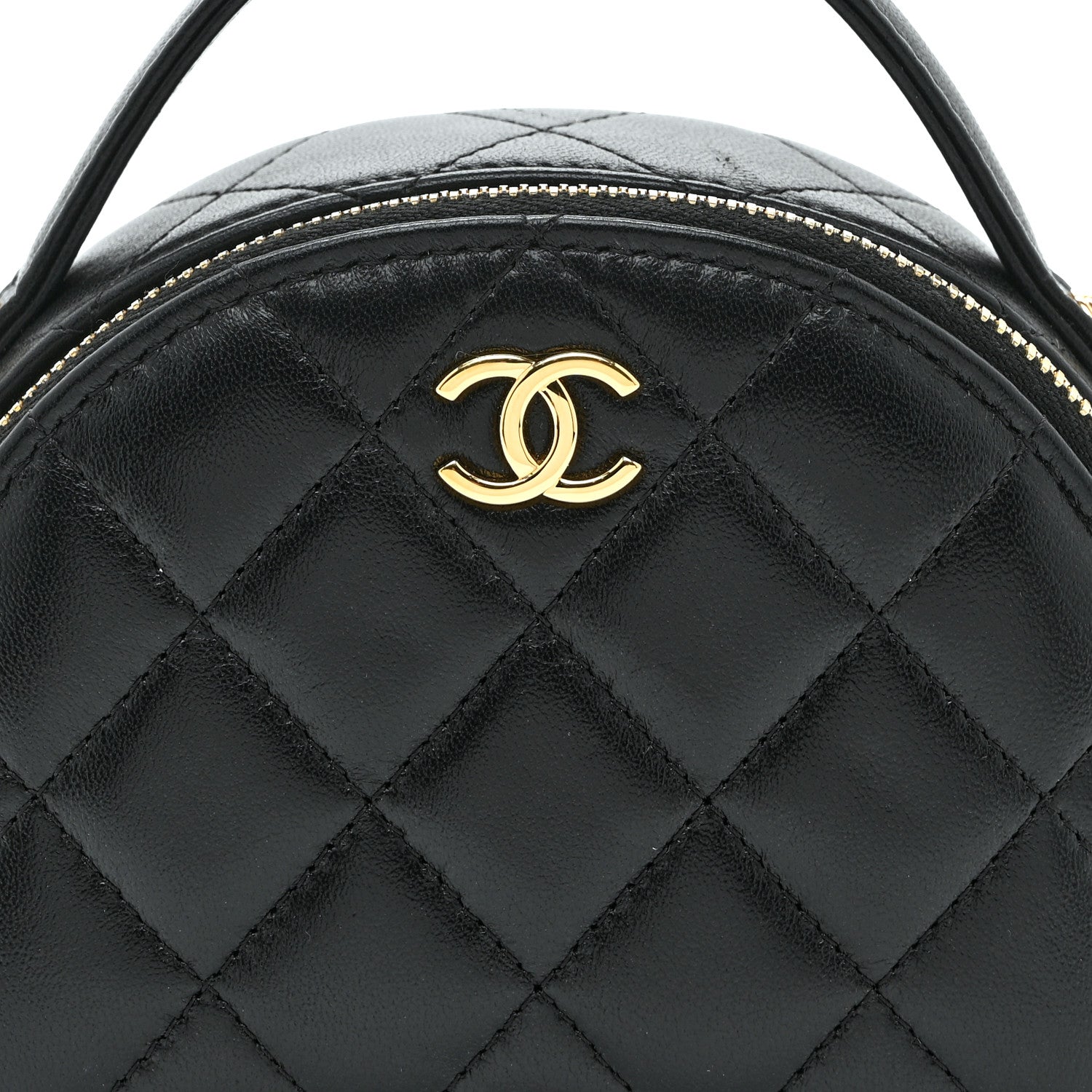 Lambskin Quilted Mini Chic Riviera Top Handle Vanity Case Black