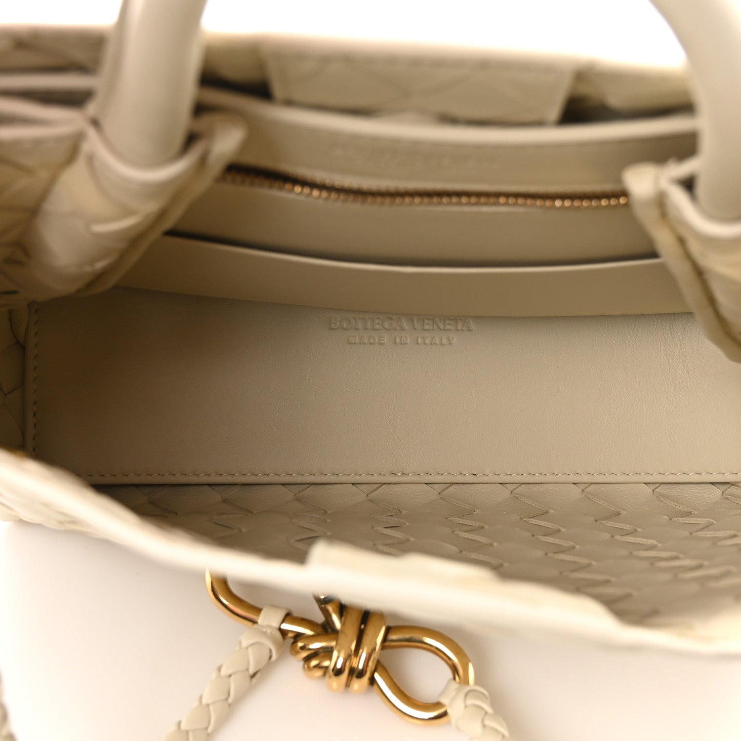Nappa Intrecciato Small Andiamo Shoulder Bag Sea Salt