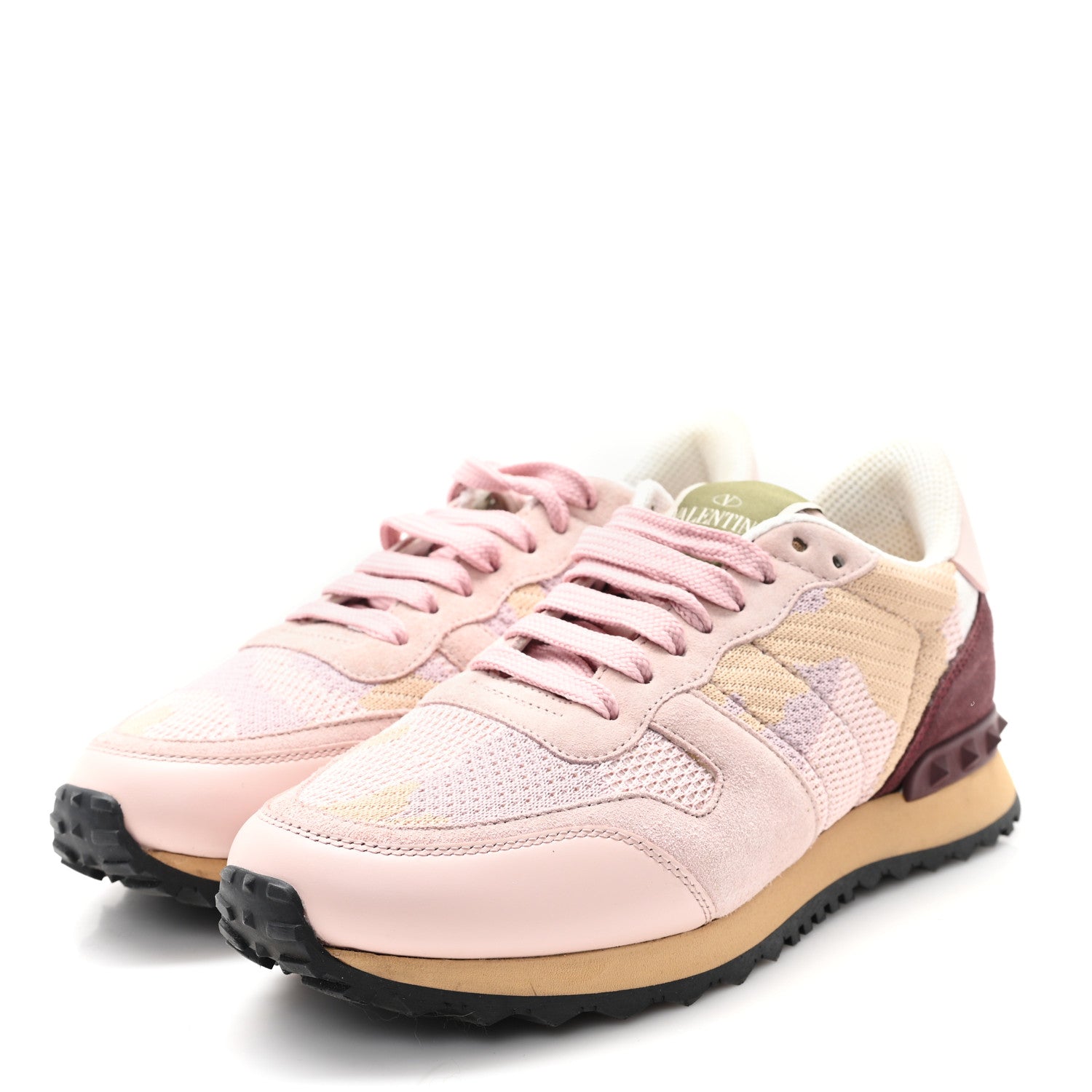 Mesh Fabric Suede Camouflage Womens Rockrunner Sneakers 37.5 Multicolor