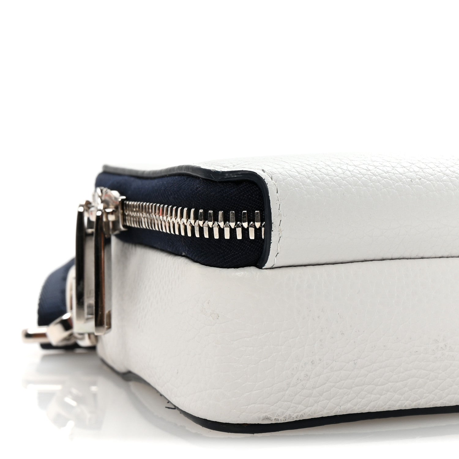 X SHAWN STUSSY Grained Calfskin Double Zip Crossbody Pouch White