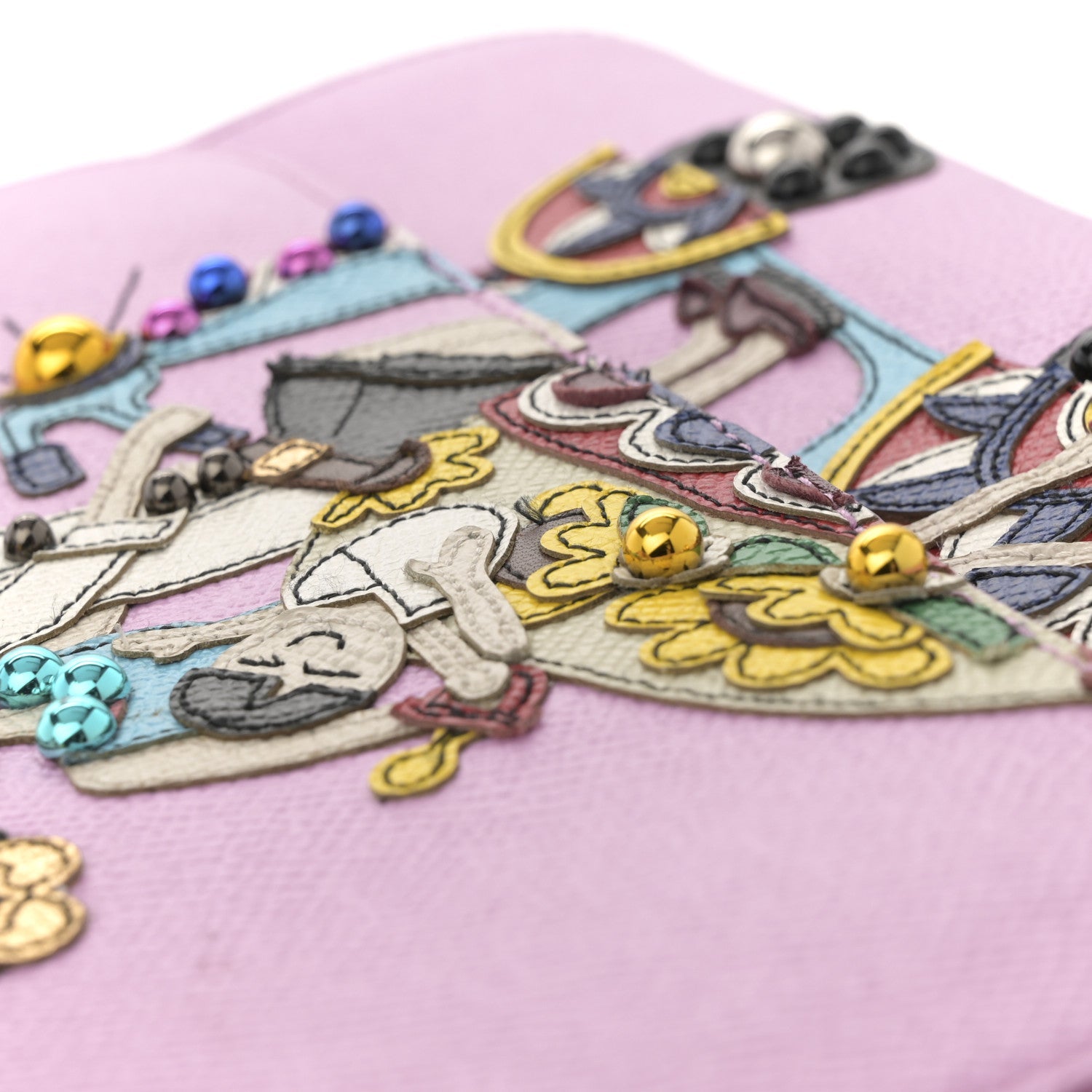 Dauphine Studded Medium DG Family Patch Miss Sicily Satchel Pink Rosa Chiaro