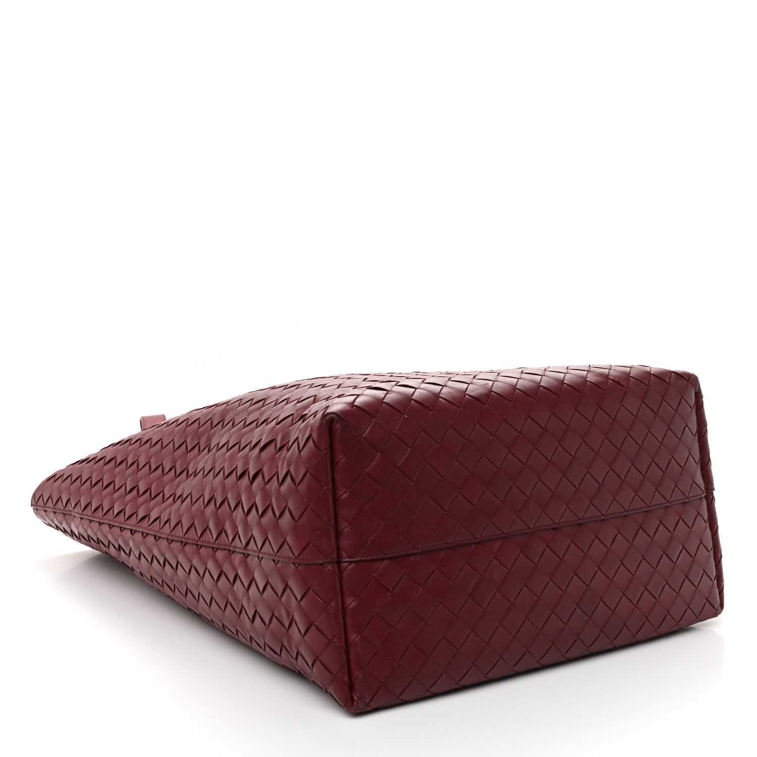 Calfskin Intrecciato Large North South Tote Bag Burgundy