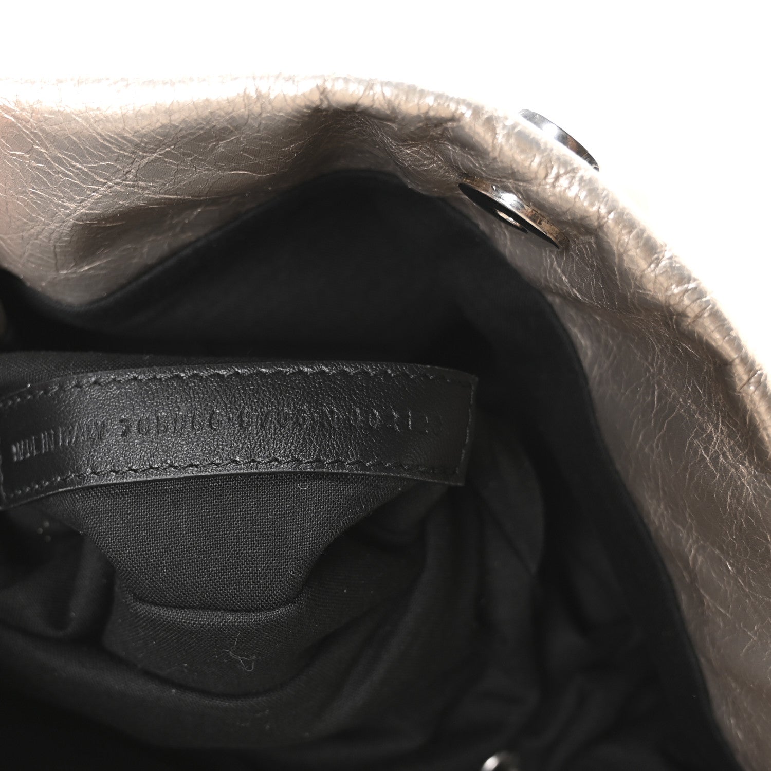 Metallized Arena Calfskin Small Monaco Chain Shoulder Bag Stone Beige