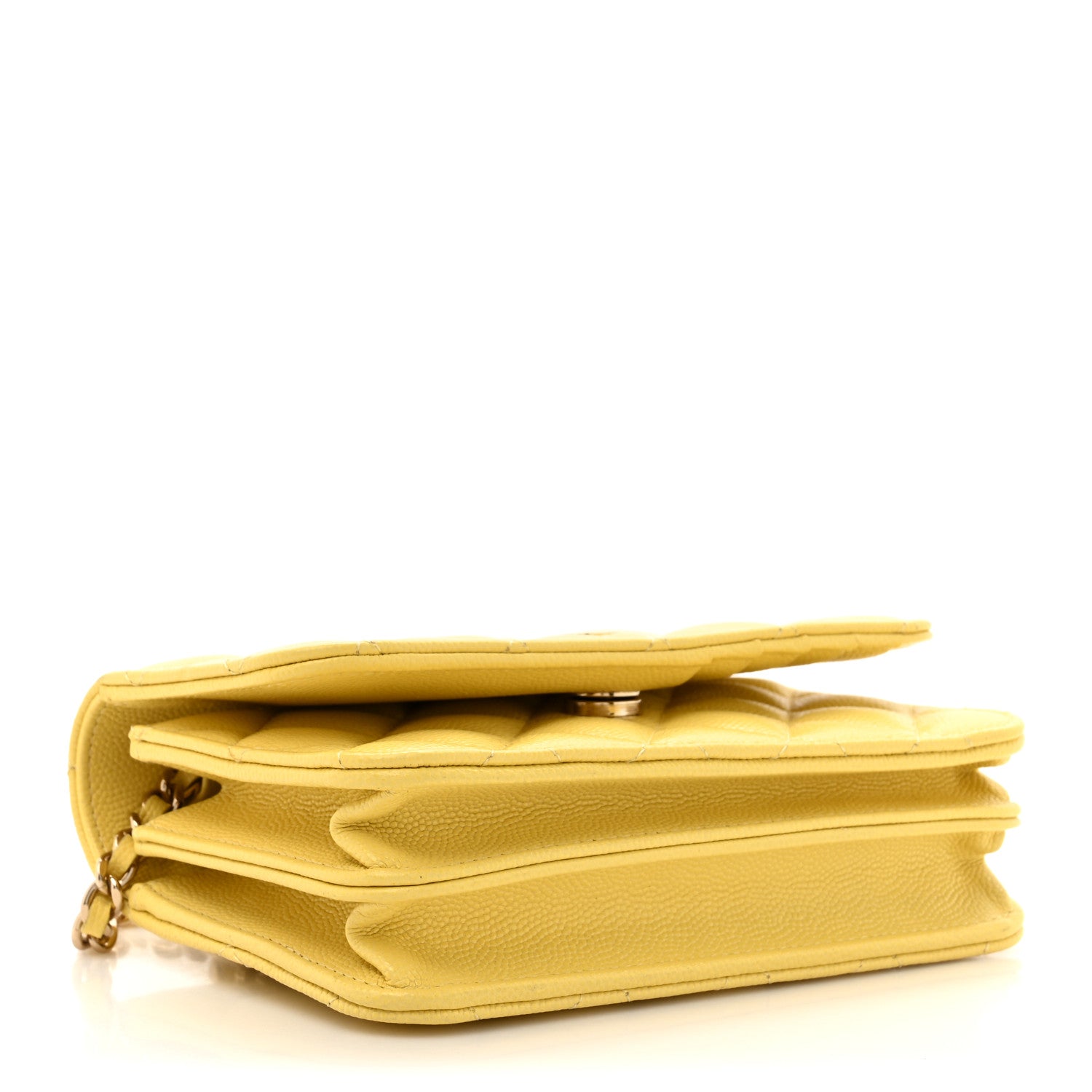 Caviar Quilted Mini Wallet On Chain WOC Yellow