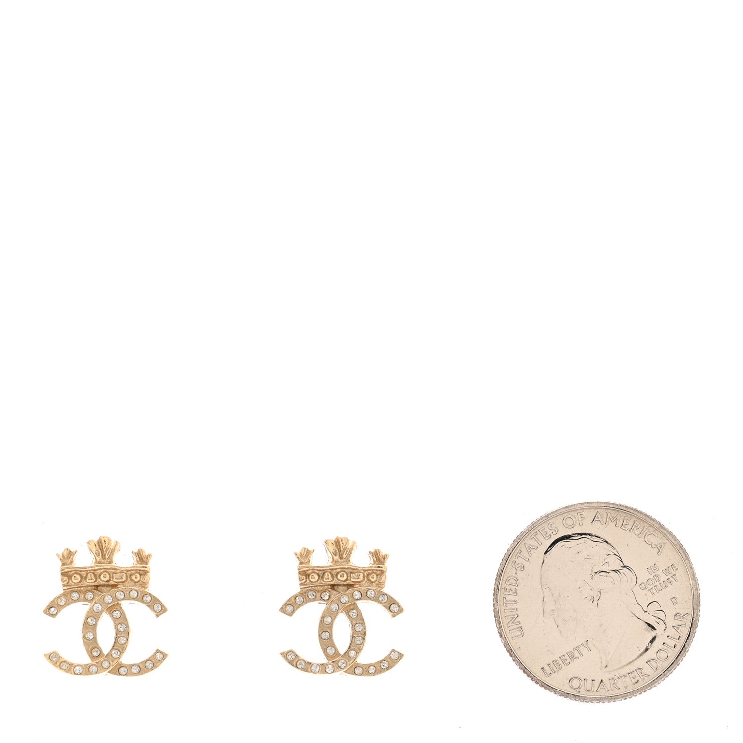 Crystal CC Crown Earrings Gold