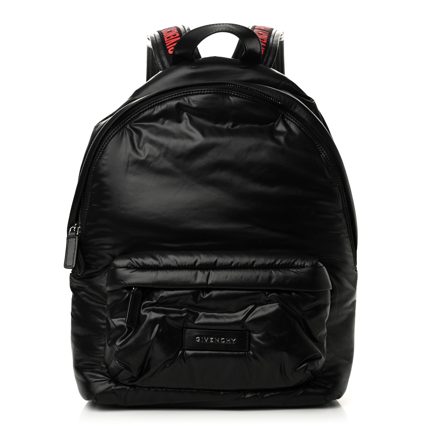 Padded Nylon Small Backpack Black Red