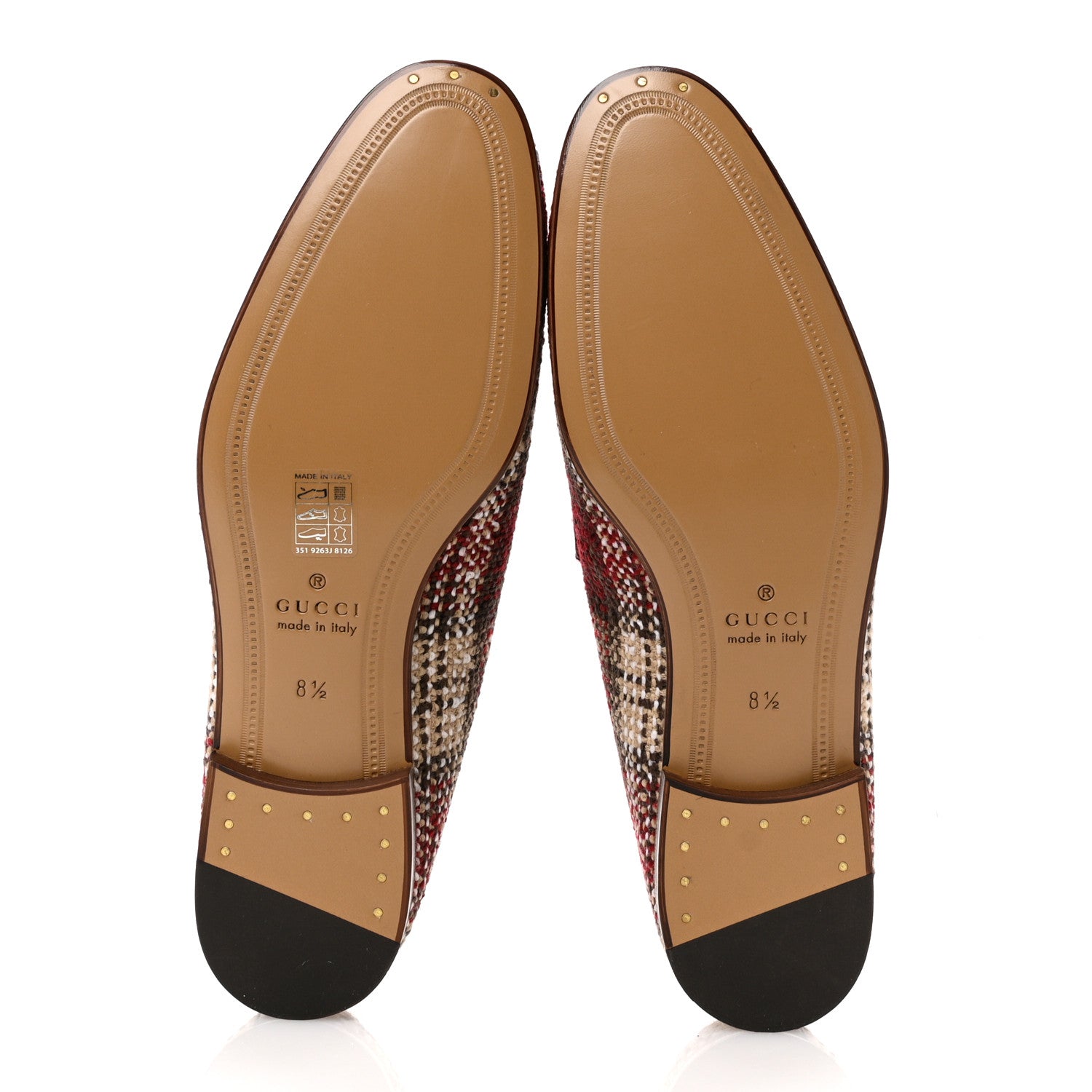 Vintage Tweed Check Horsebit Mens Jordaan Loafers 8.5 Red Beige White