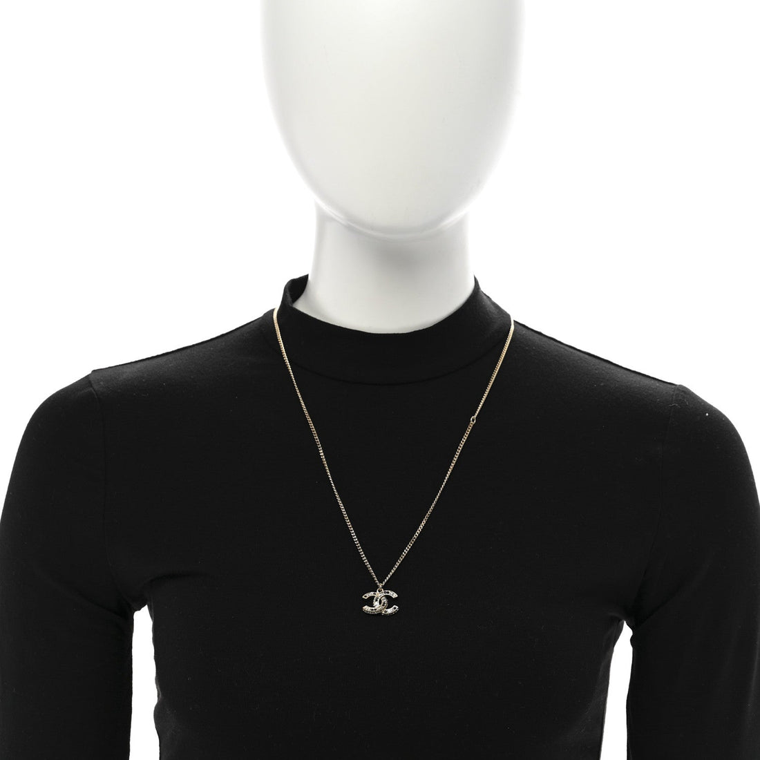 Baguette Crystal CC Necklace Light Gold Black