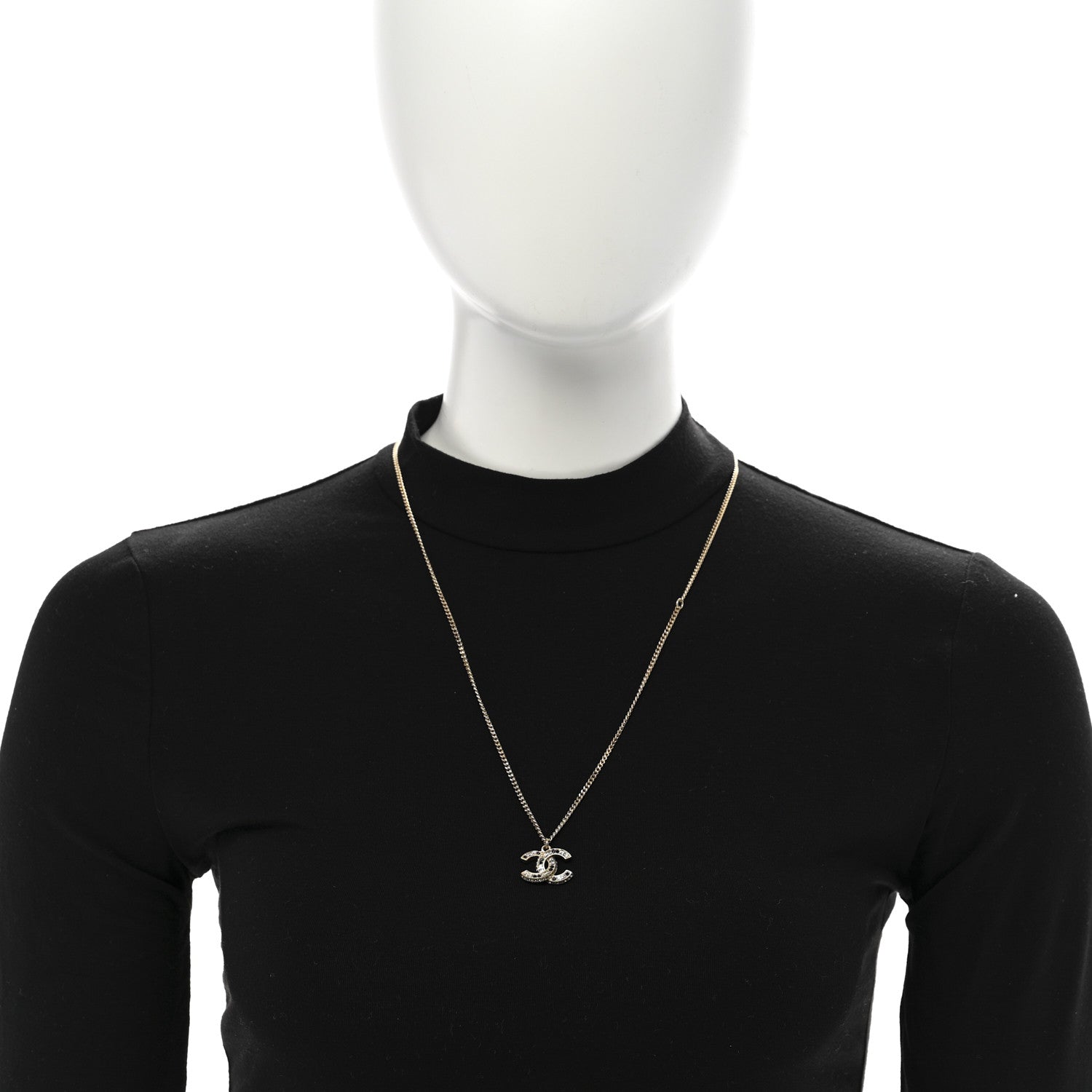 Baguette Crystal CC Necklace Light Gold Black