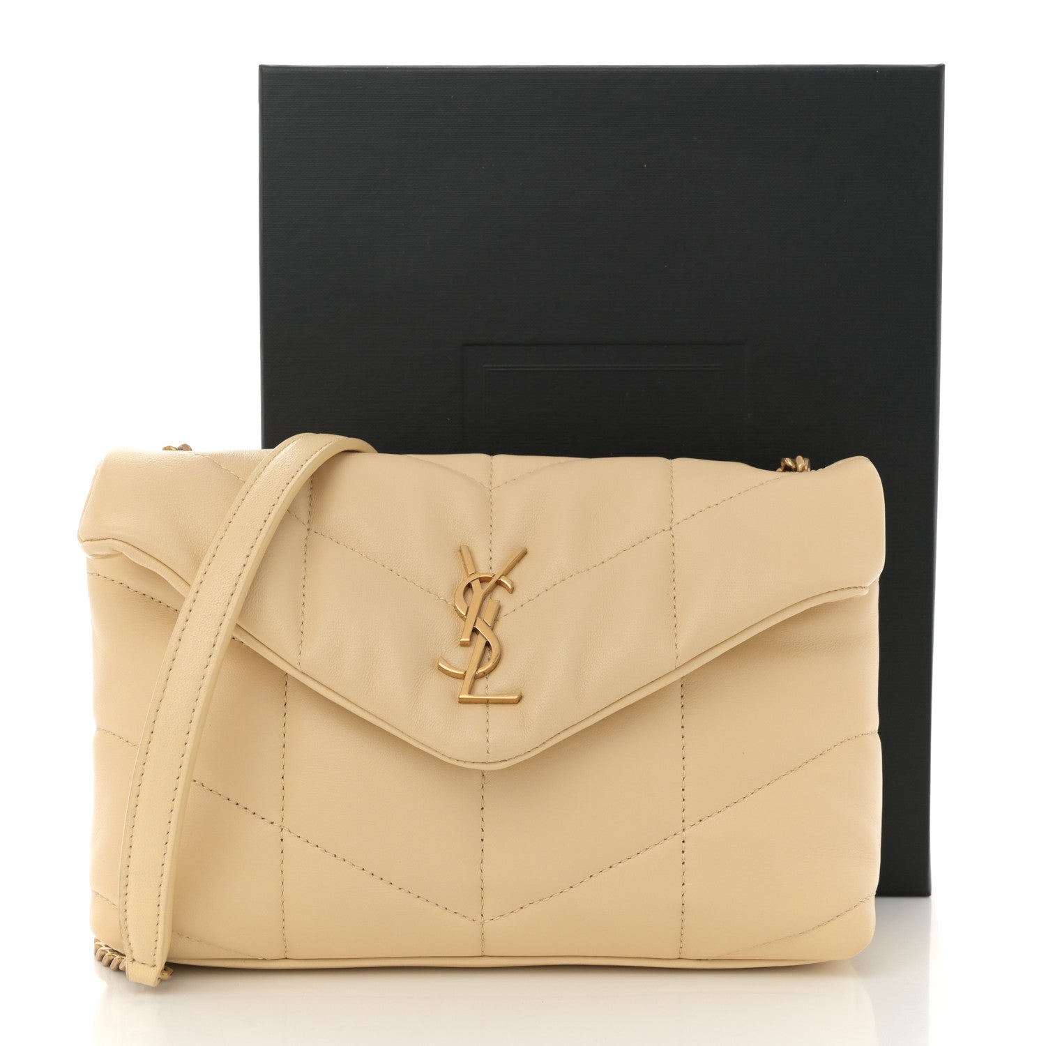 Lambskin Quilted Toy Loulou Puffer Monogram Chain Satchel  Jaune Pale