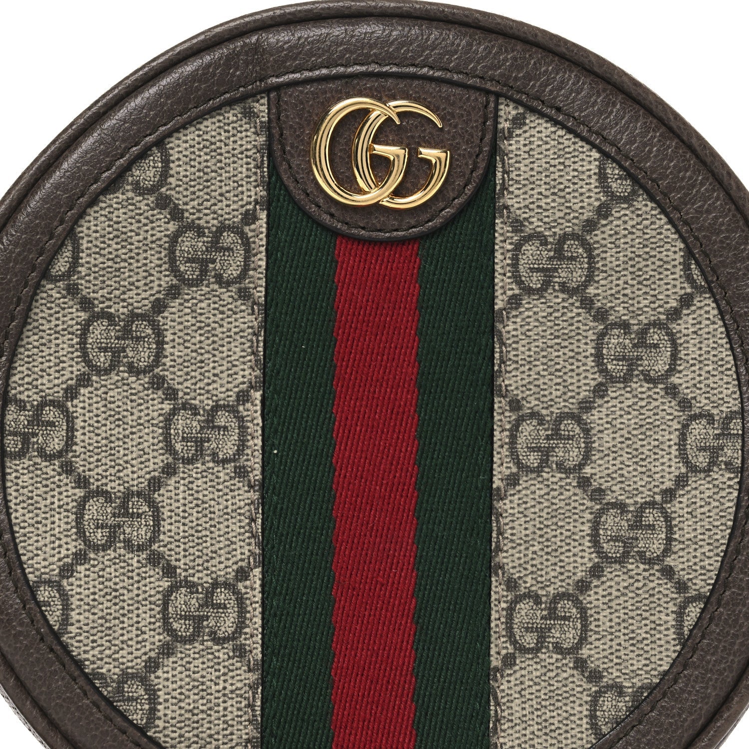 GG Supreme Monogram Web Ophidia Circle Wristlet Beige New Acero