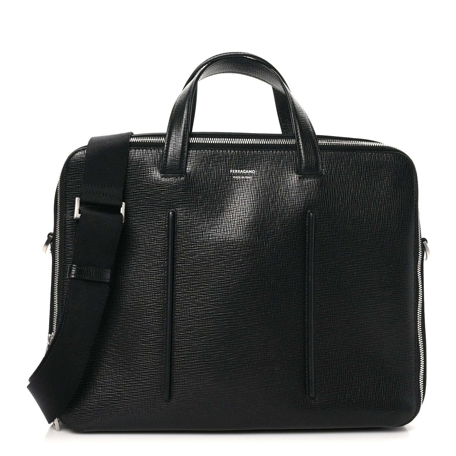 Hammered Calfskin New Revival Briefcase Black