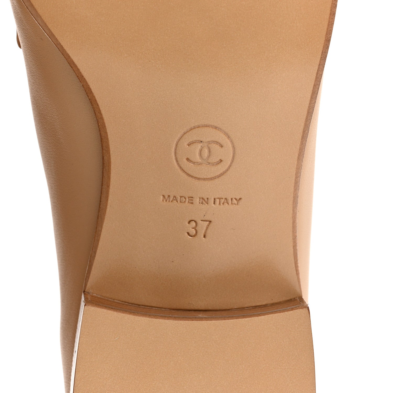 Lambskin Quilted Womens CC Loafers 37 Dark Beige