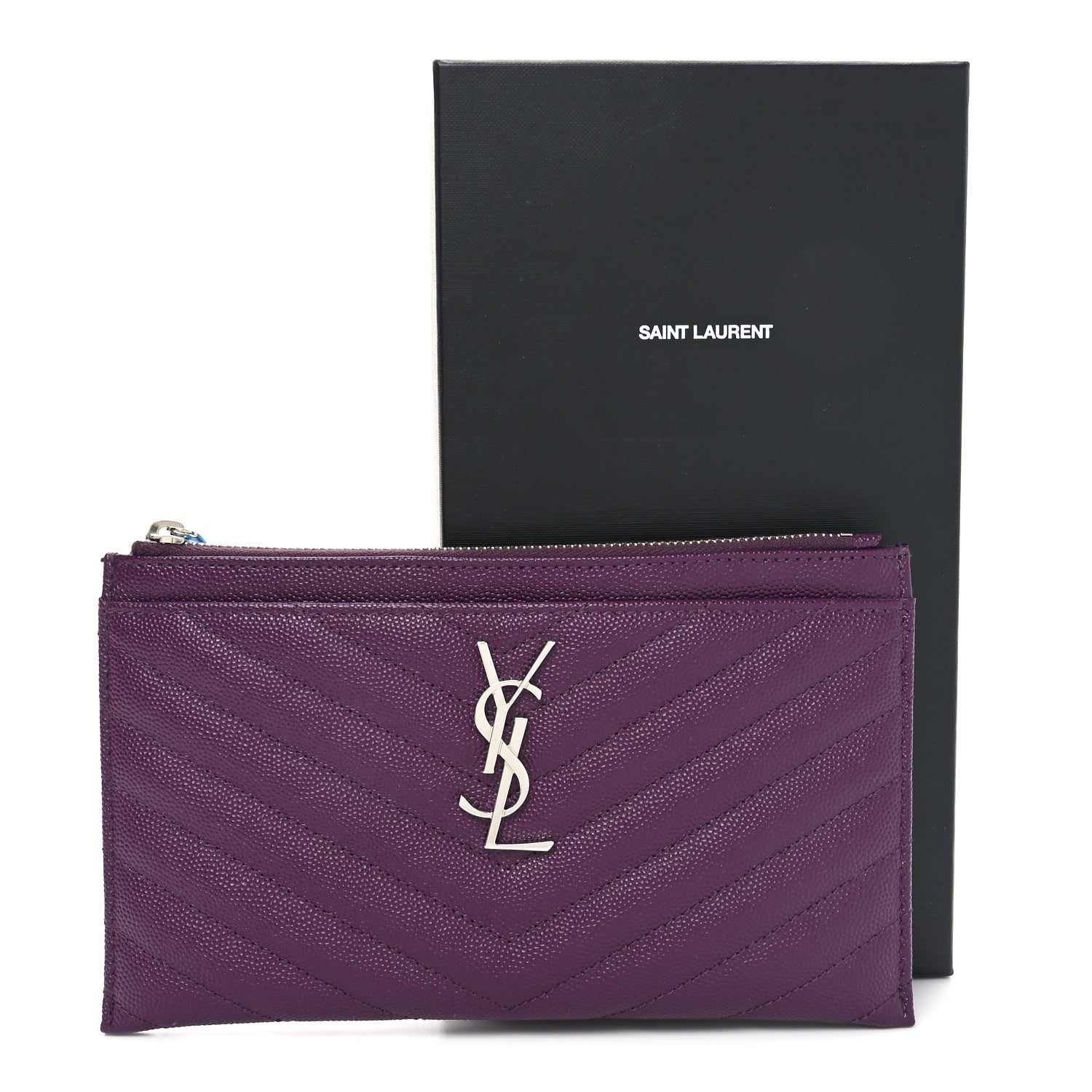 Grain De Poudre Matelasse Chevron Monogram Bill Pouch Amaranto