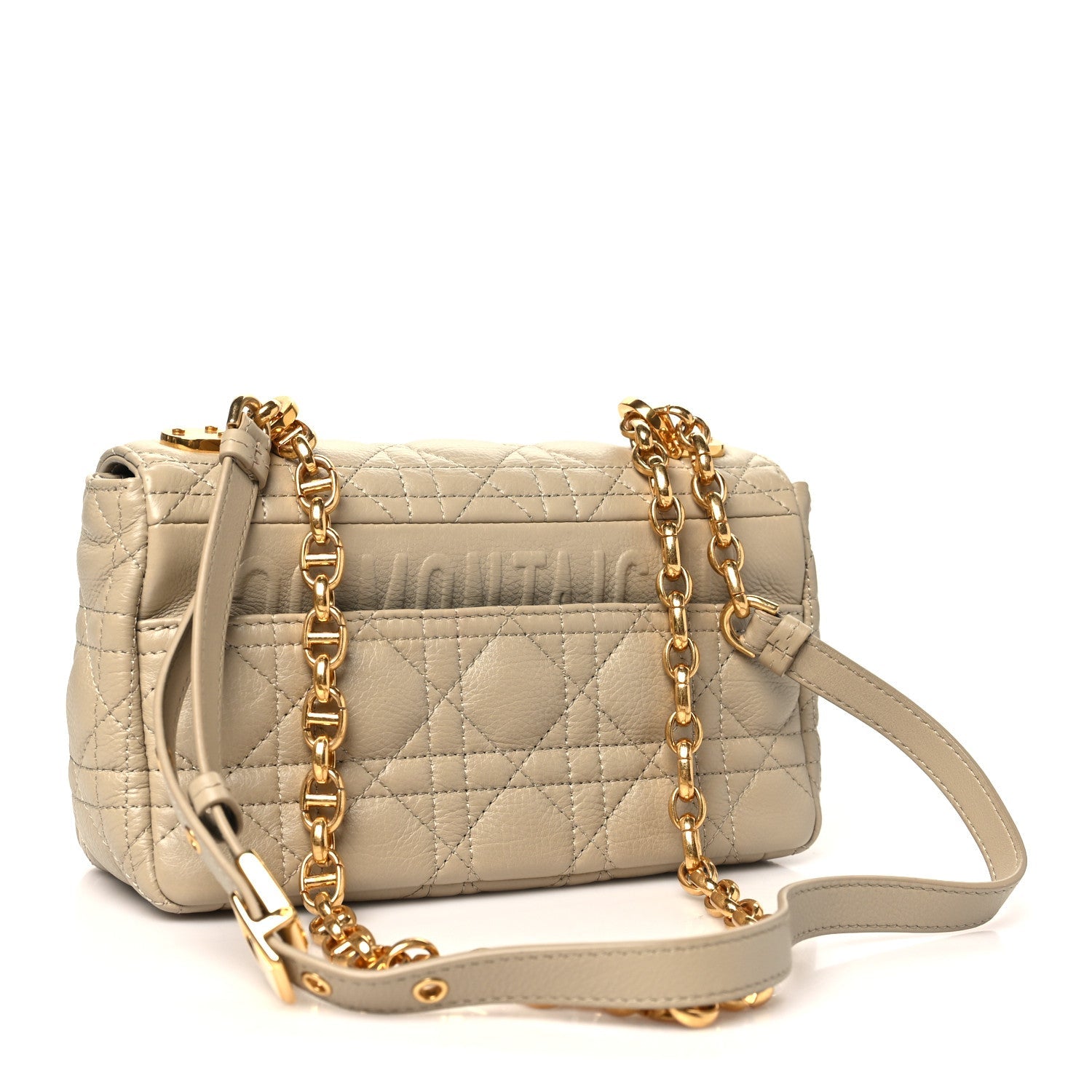 Grained Calfskin Cannage Small Caro Bag Beige