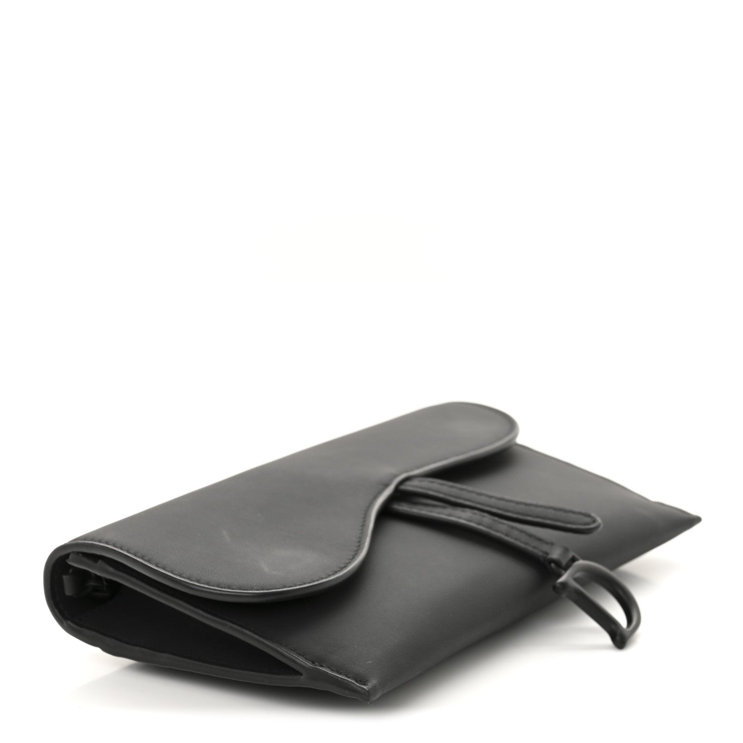 Ultra Matte Calfskin Saddle Chain Wallet Pouch Black