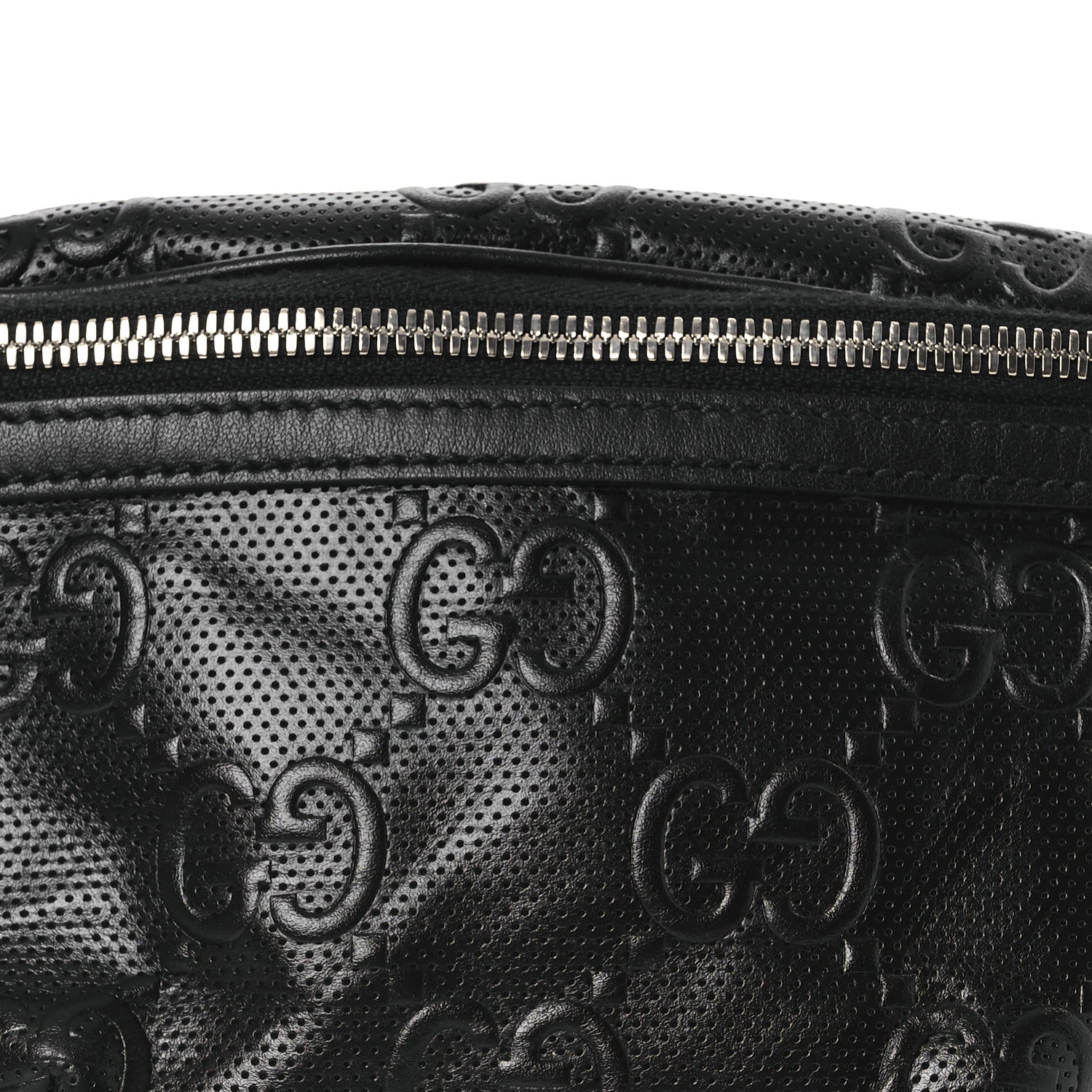 Calfskin GG Tennis Embossed Belt Bag Black