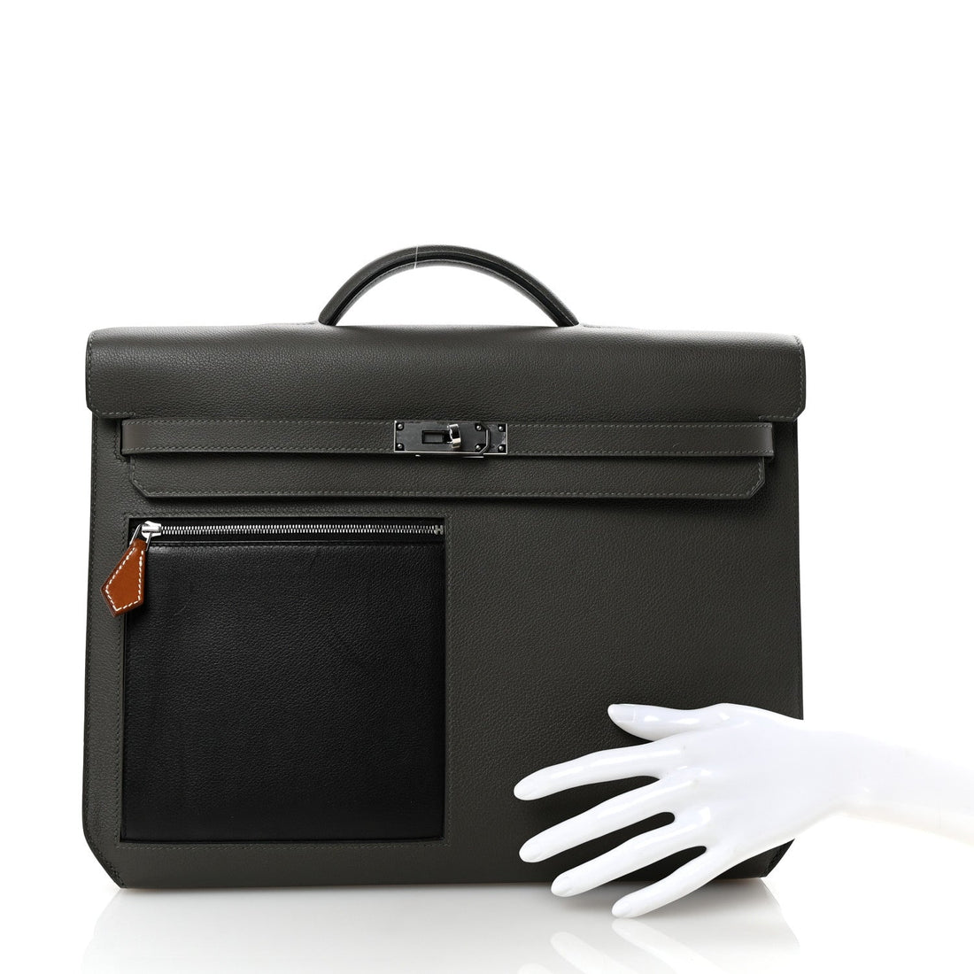 Evercolor Evergrain Barenia Kelly Depeches 36 Briefcase Vert De Gris Black Fauve