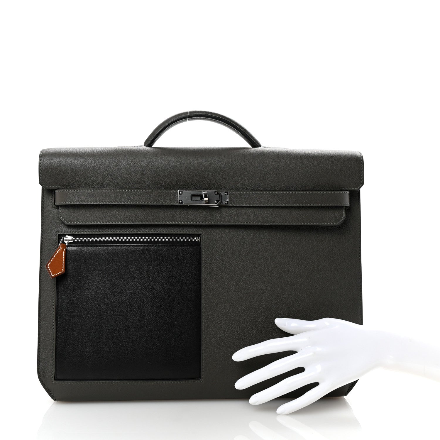 Evercolor Evergrain Barenia Kelly Depeches 36 Briefcase Vert De Gris Black Fauve