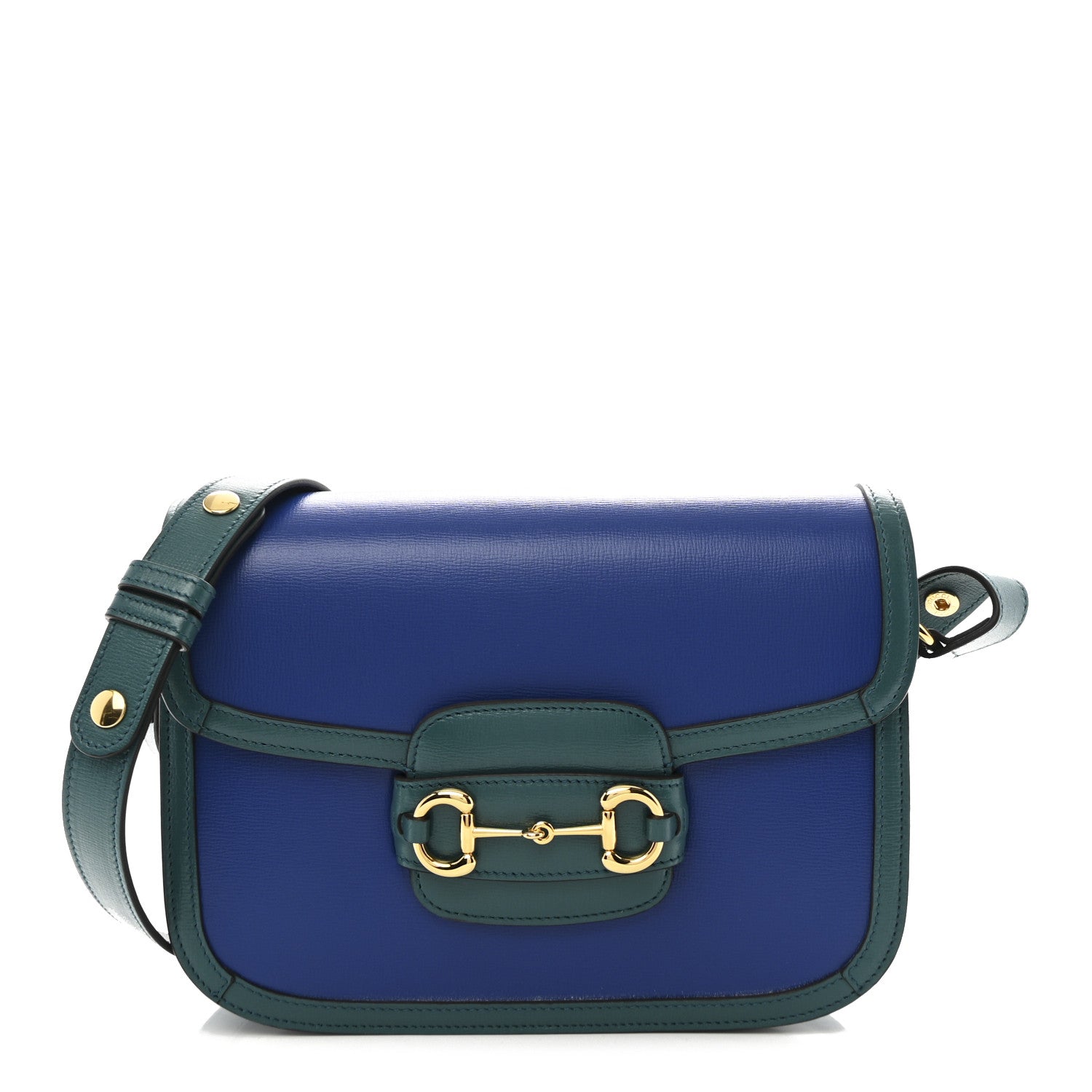 Azalea Calfskin Horsebit 1955 Shoulder Bag Imperial Blue Pavone
