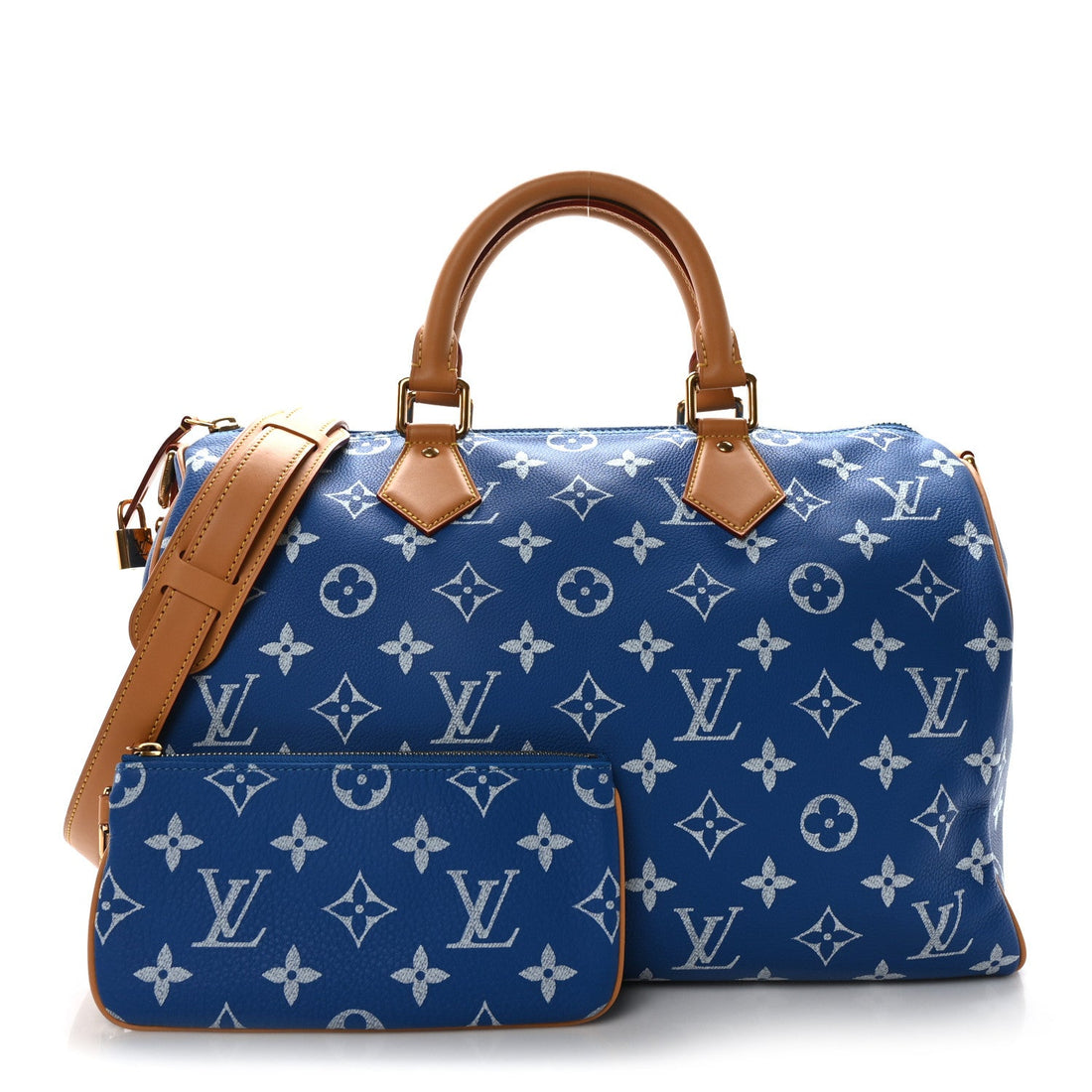 Calfskin Monogram Speedy P9 Bandouliere 40 Blue