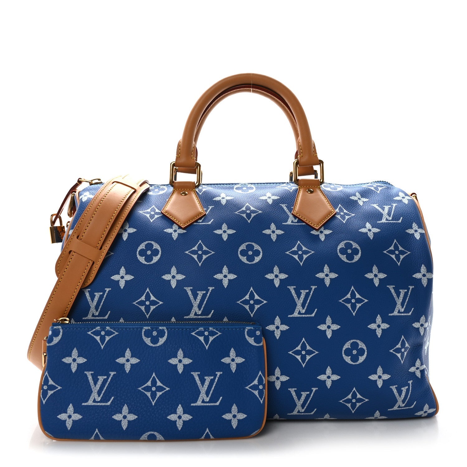 Calfskin Monogram Speedy P9 Bandouliere 40 Blue