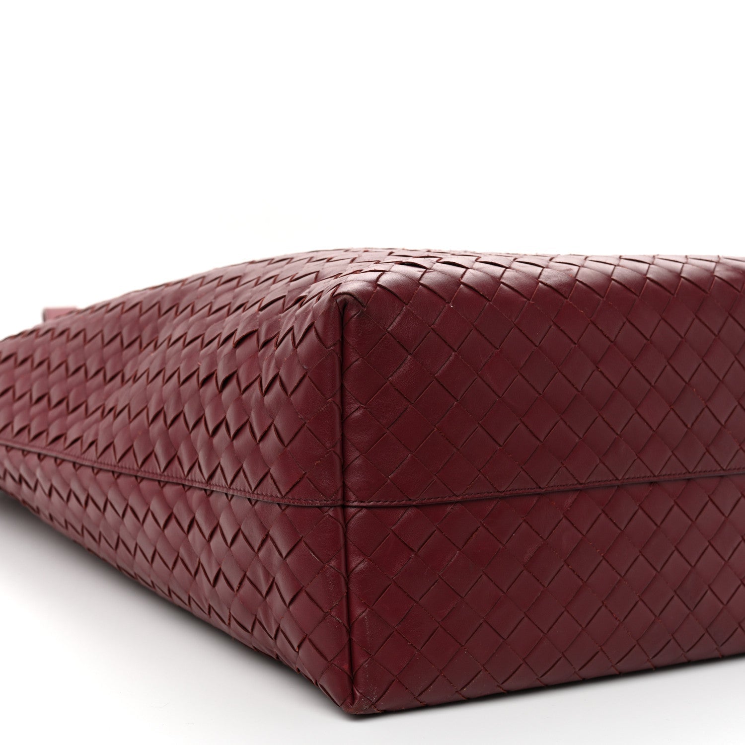 Calfskin Intrecciato Large North South Tote Bag Burgundy