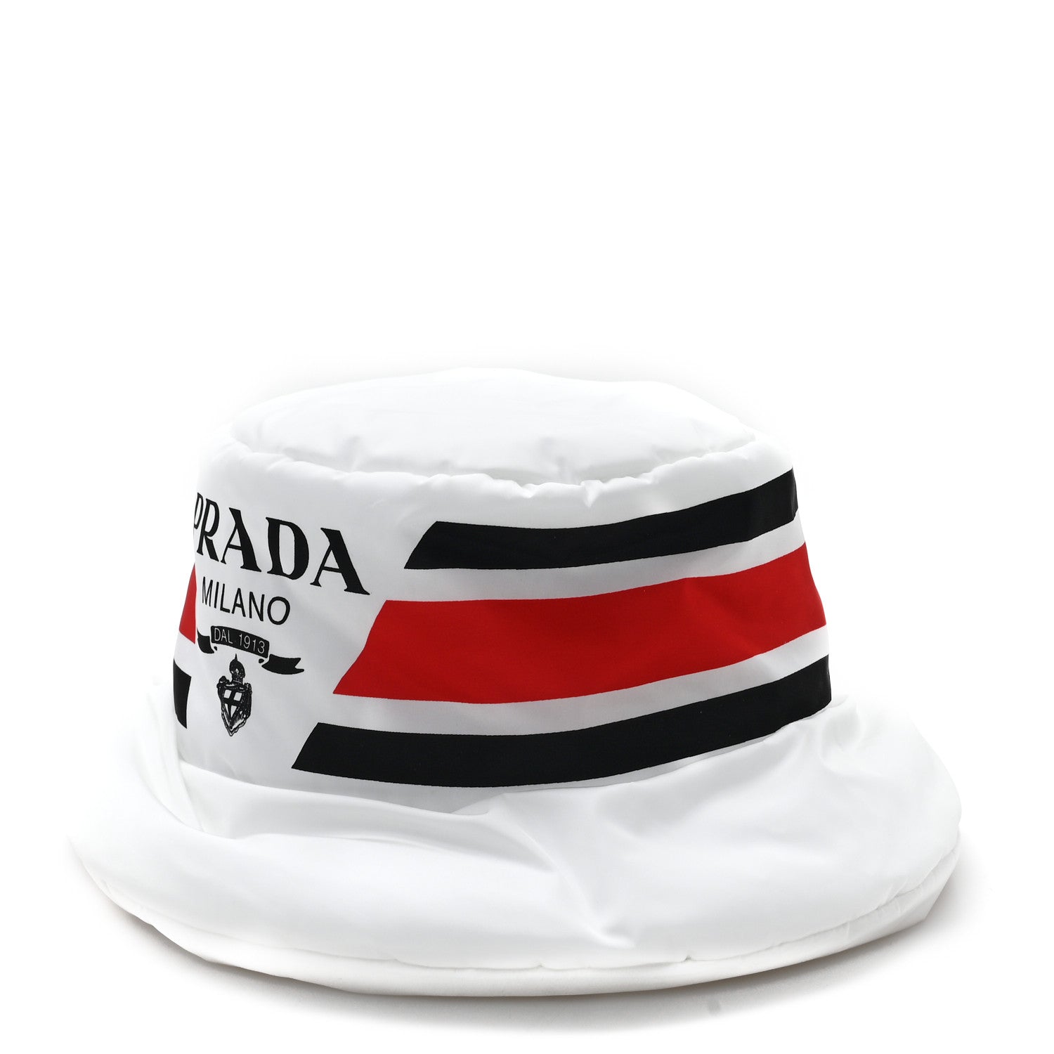 Re-Nylon Triangle Logo Padded Mens Bucket Hat L White Rosso