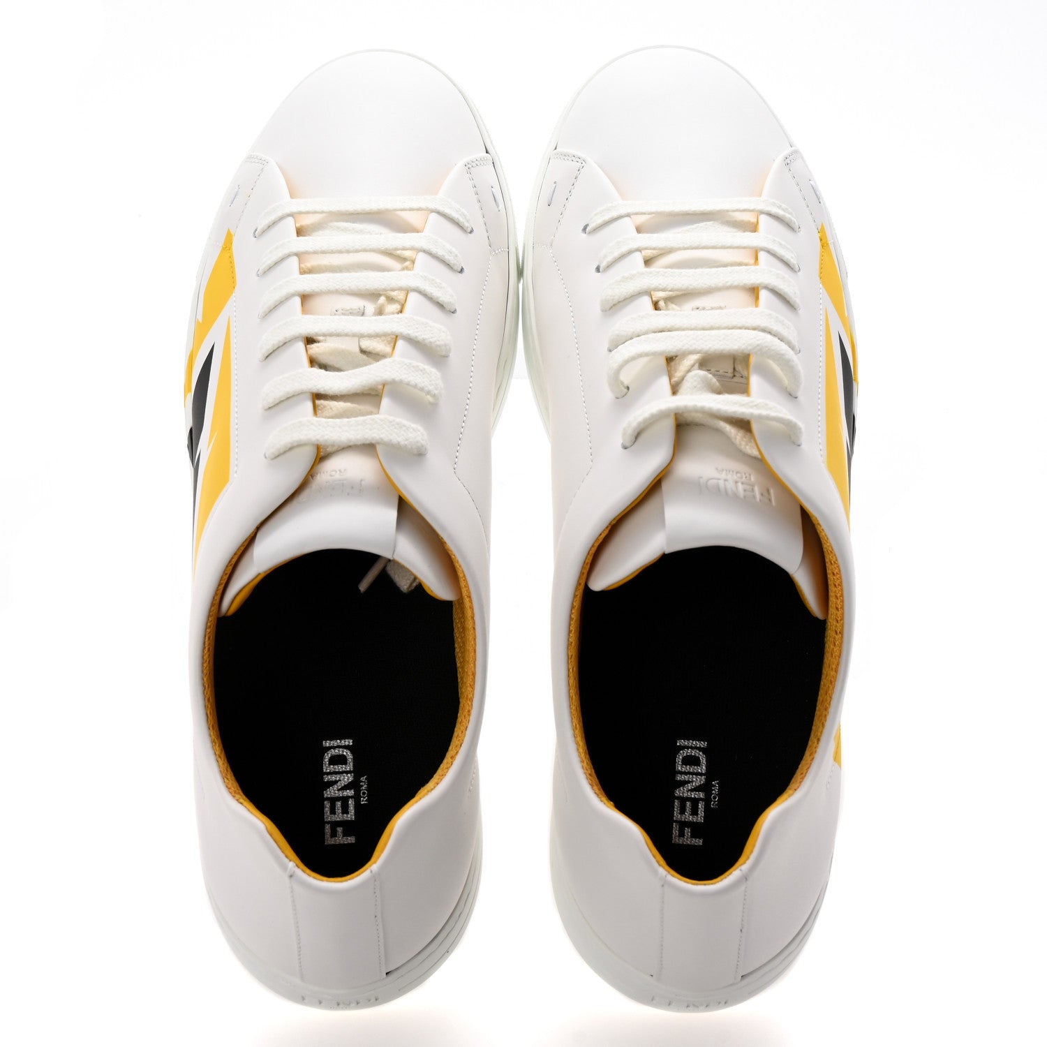 Calfskin Bugs Eye Print Mens Low Top Sneakers 9 White Giallo Black