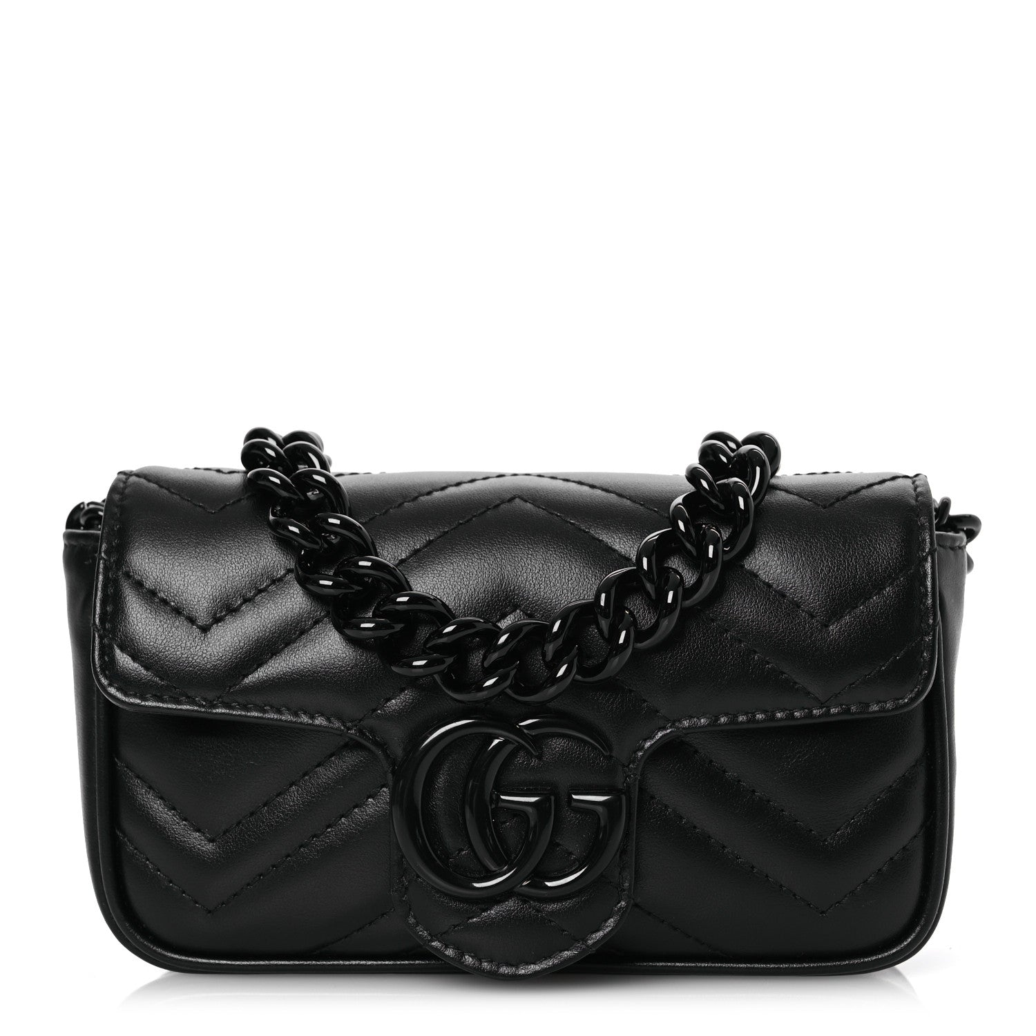 Calfskin Matelasse Monochrome GG Marmont Chain Belt Bag Black