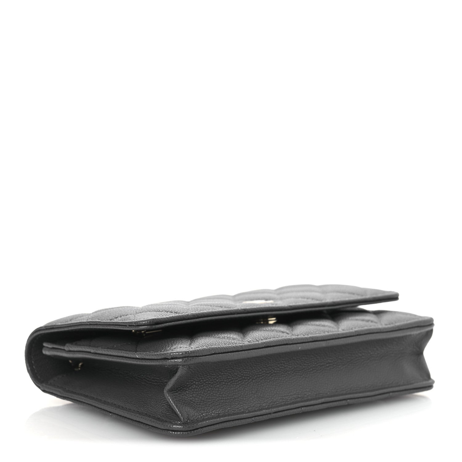 Caviar Quilted Wallet on Chain WOC Grey