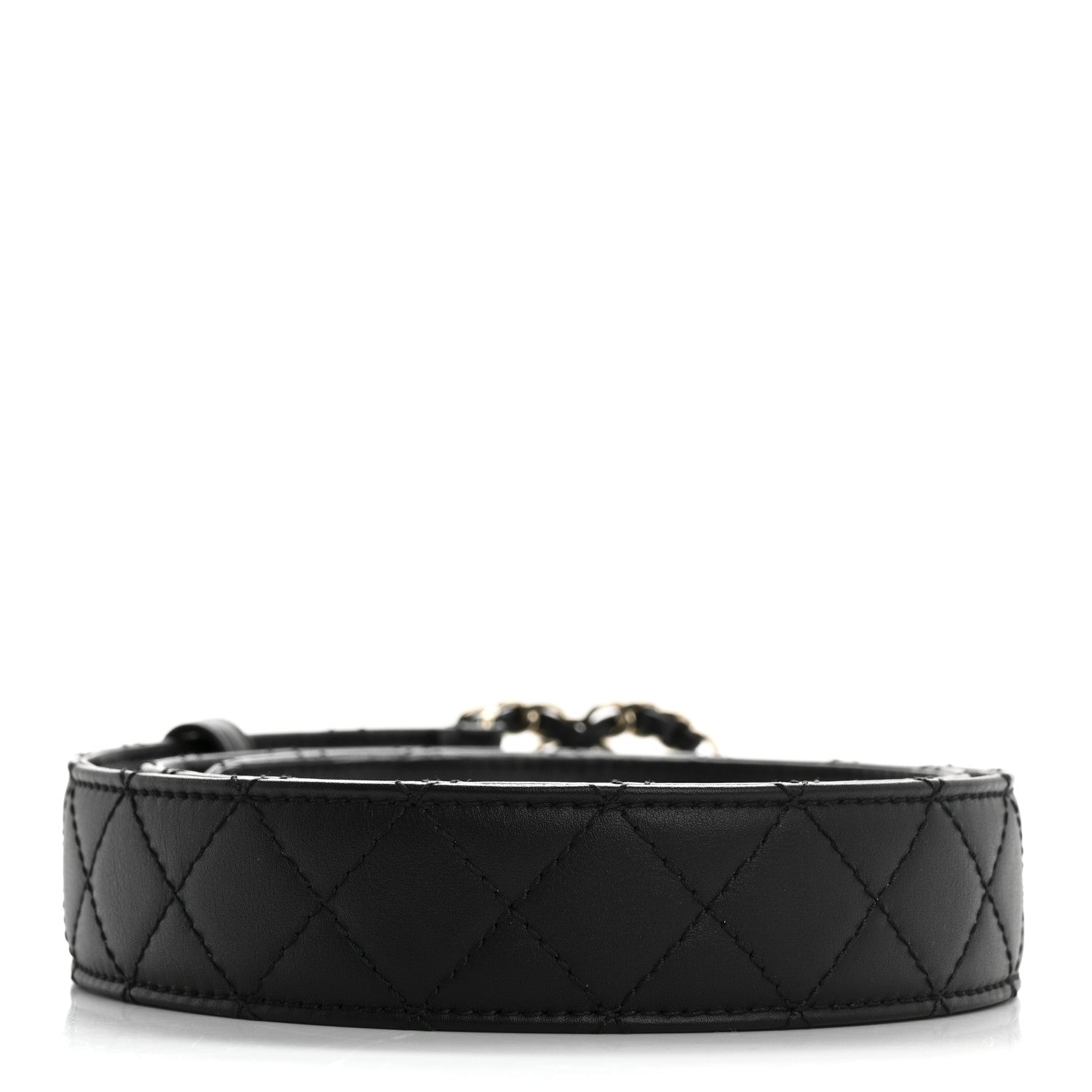 Calfskin Quilted CC Chain Belt 80 32 Black