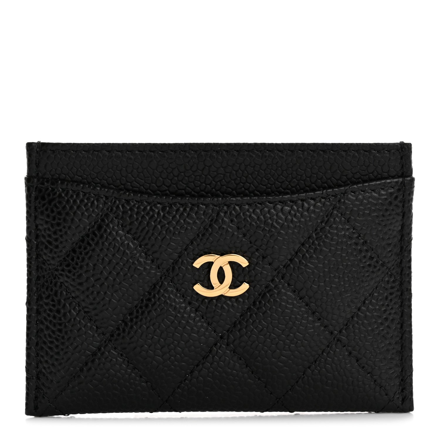 Caviar Quilted Card Holder Black