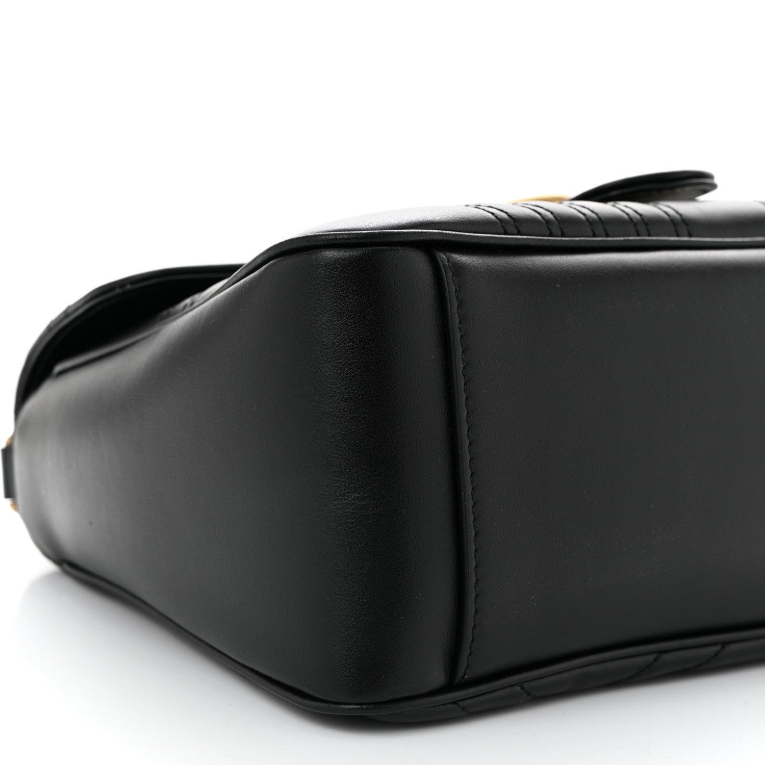 Calfskin Matelasse Small GG Marmont Top Handle Shoulder Bag Black