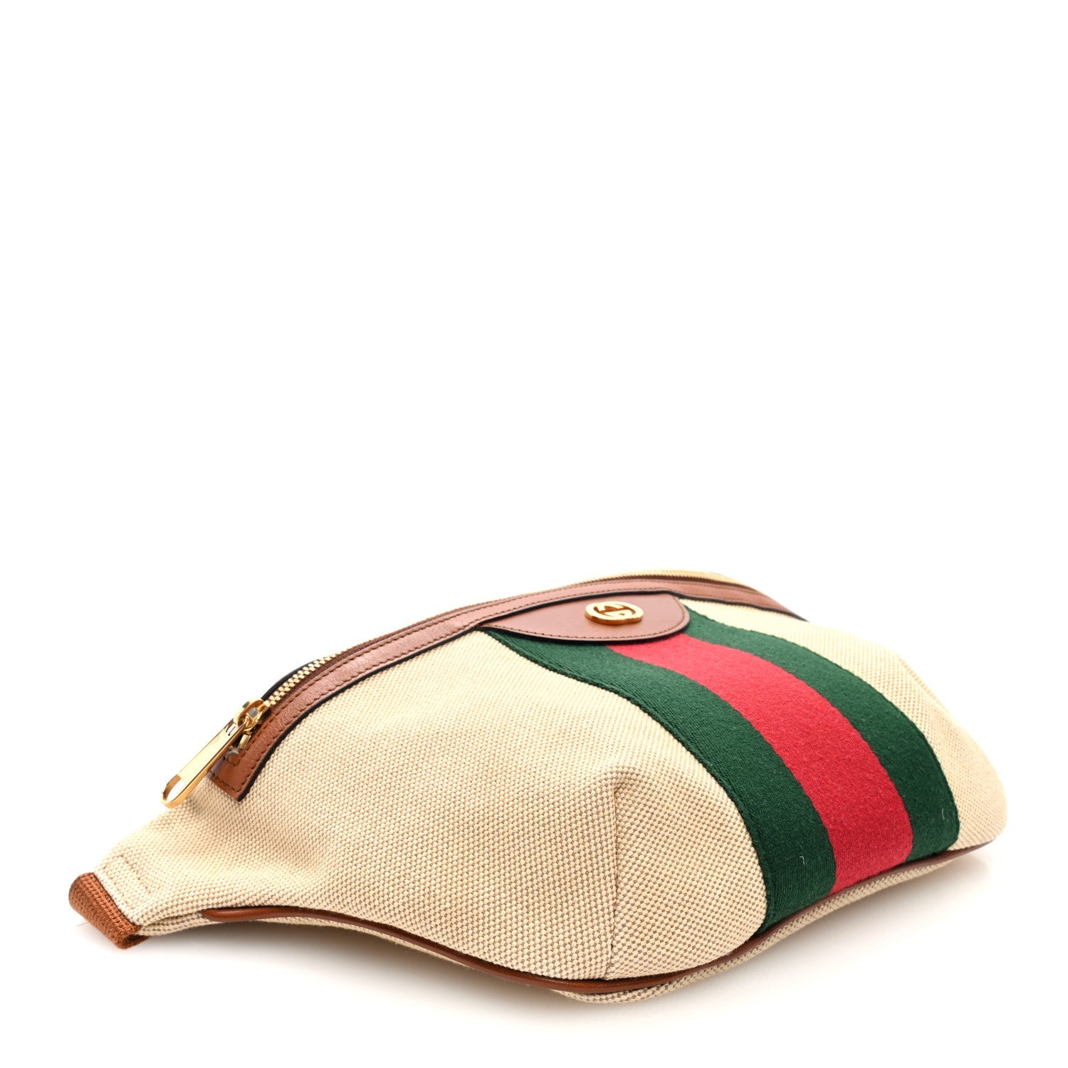 Vintage Canvas Web Belt Bag Sand Cuir