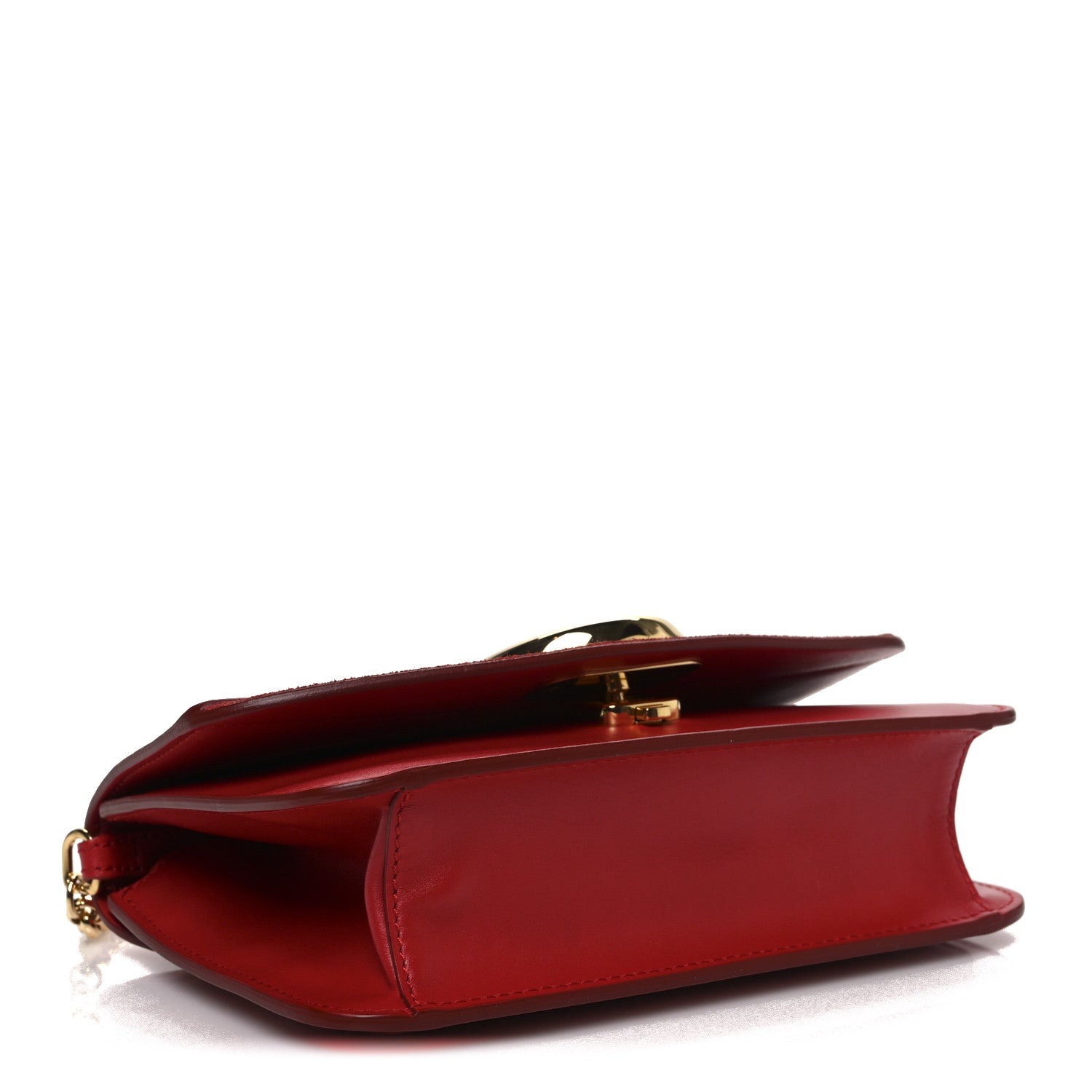 Calfskin Suede C Clutch With Chain Plaid Red