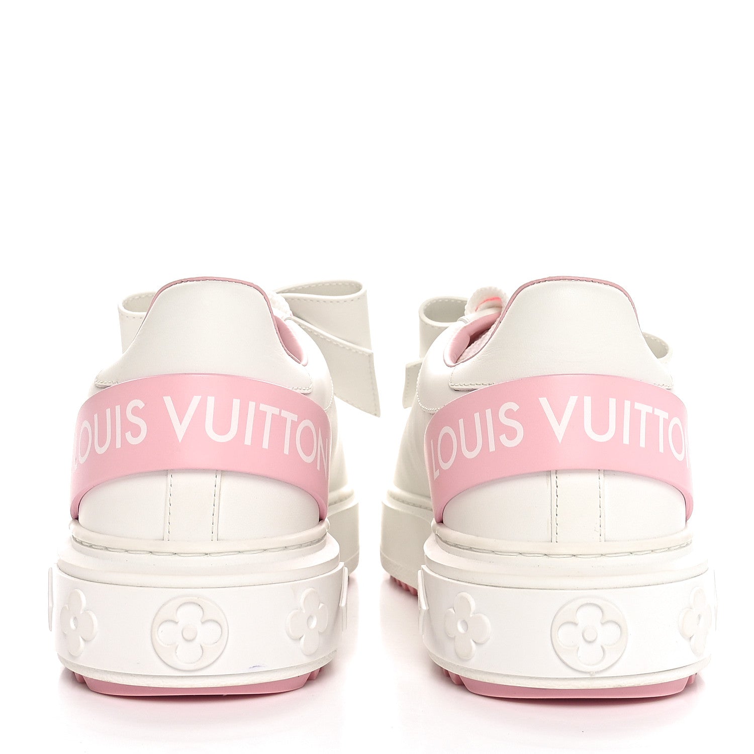 Calfskin Time Out Bow Sneakers 38 White Pink