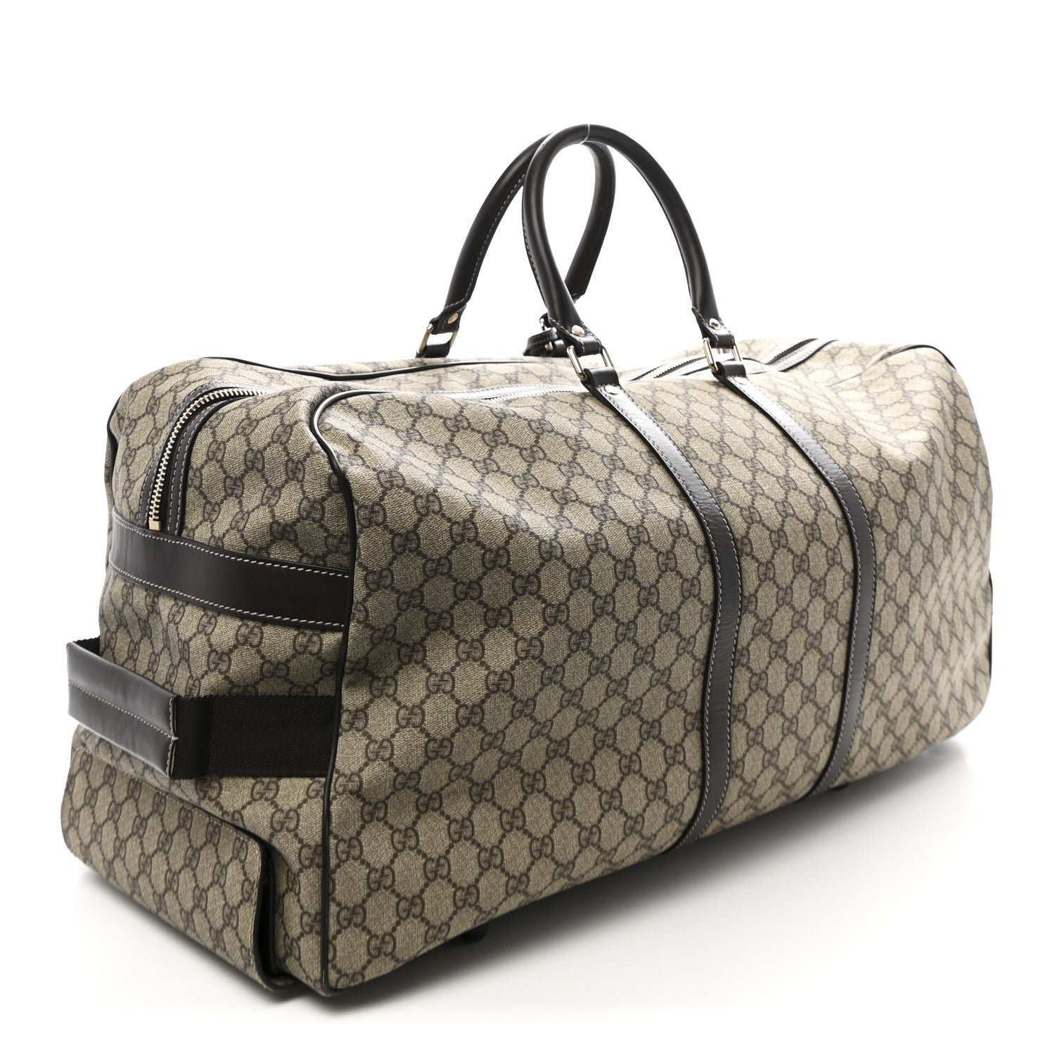 GG Plus Monogram Large Carry On Duffle Trolley Beige Ebony Cocoa Dark Chocolate