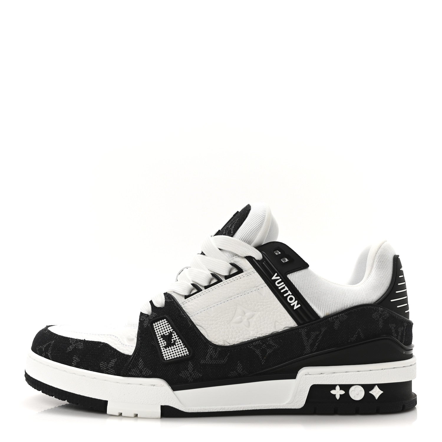 Calfskin Monogram Denim Mens LV Trainer Sneakers 9 Black