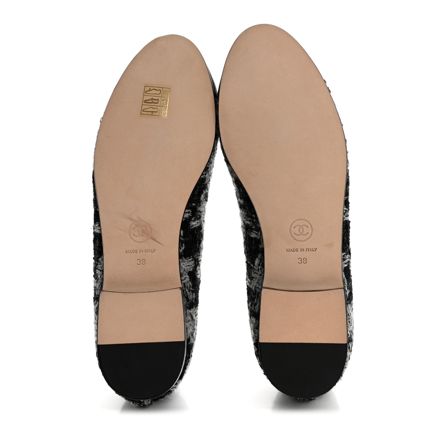 Wool Cotton Tweed Grosgrain Cap Toe Ballerina Flats 38 Black Gray