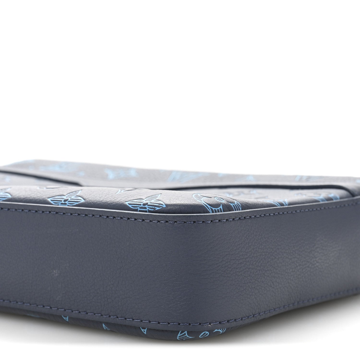 Calfskin Monogram Shadow Trio Messenger Navy River Blue