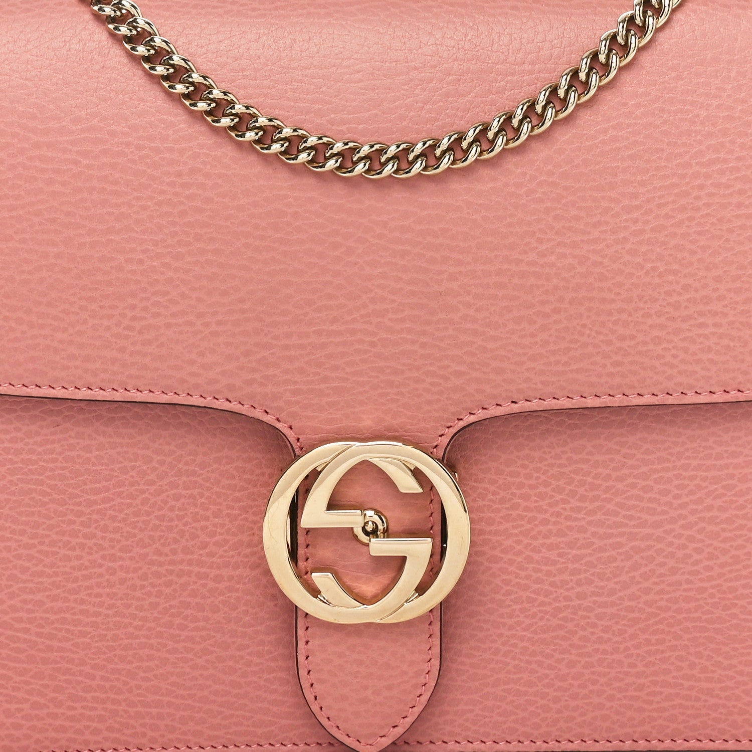 Dollar Calfskin Interlocking G Shoulder Bag Soft Pink