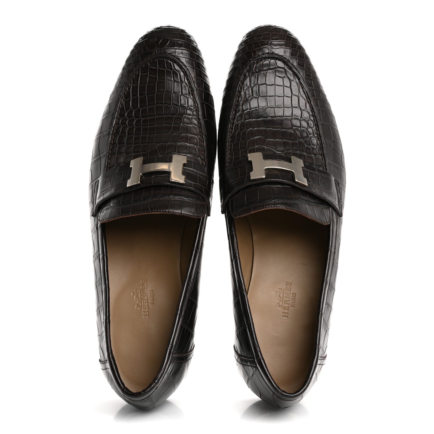 Matte Alligator Mens Paris Loafers 45 Moka