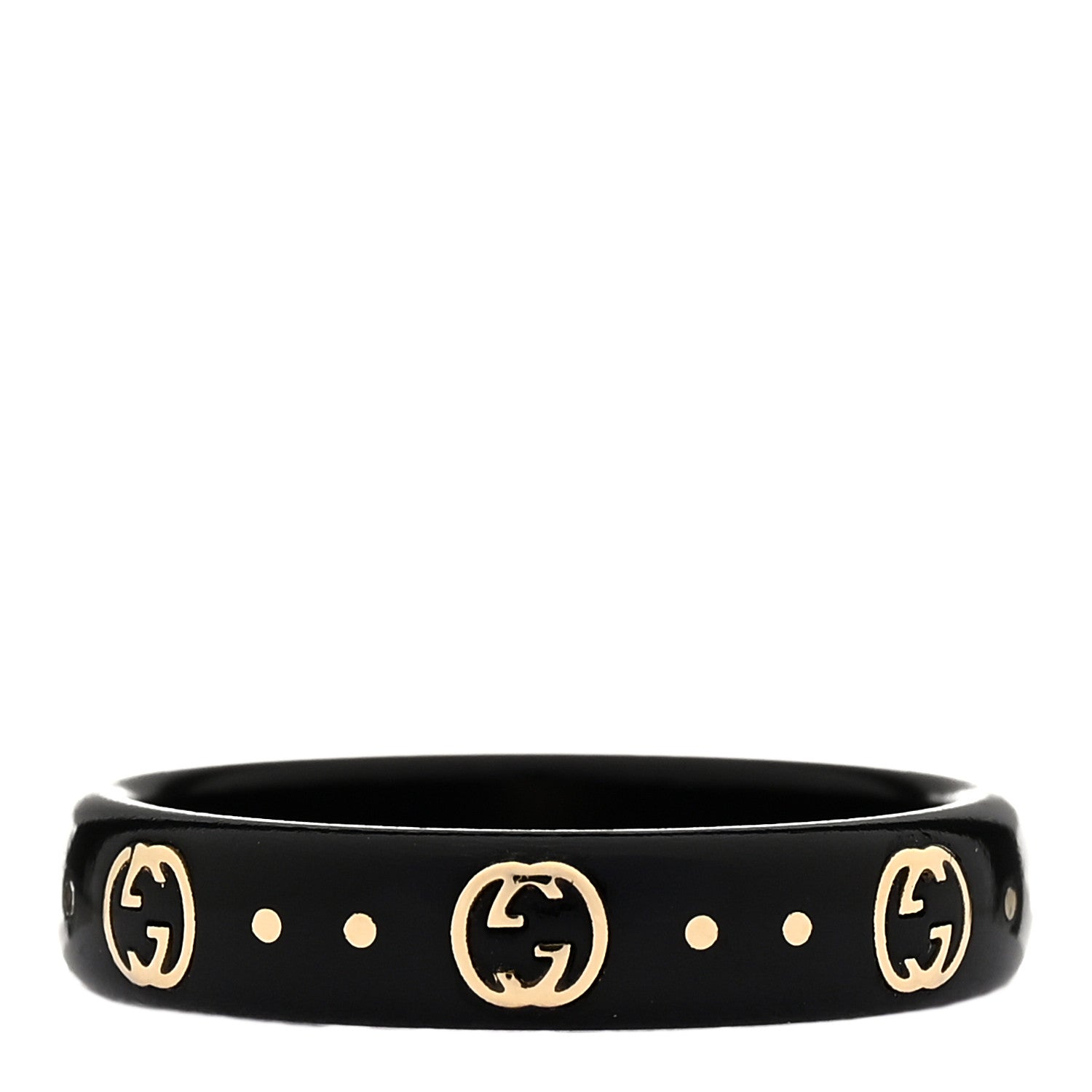 18K Yellow Gold Synthetic Corundum Icon Ring 53 6.25 Black