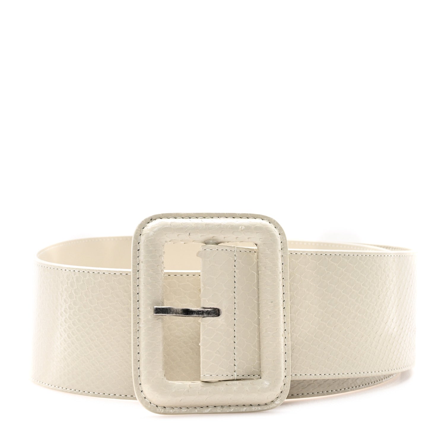 Snakeskin Corset Buckle Belt White