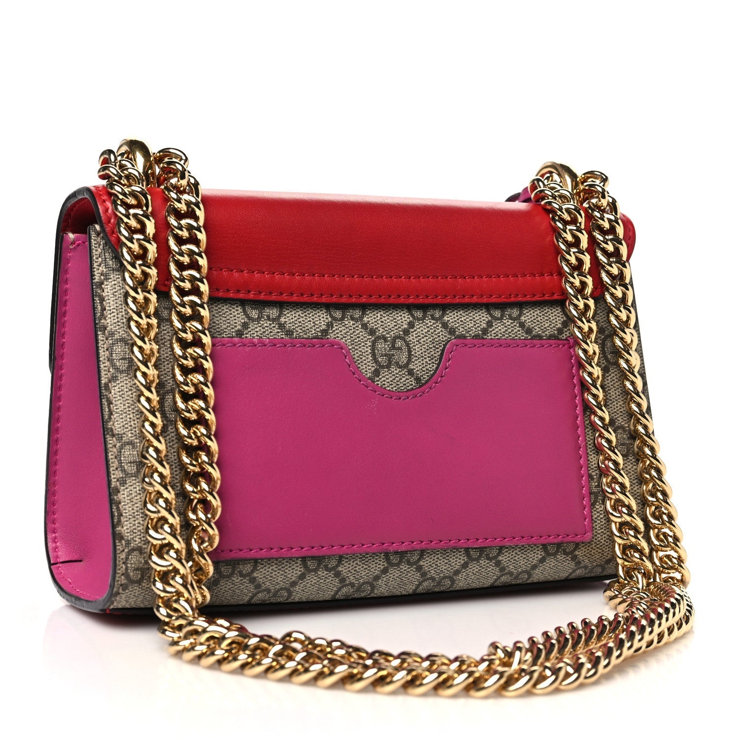 GG Supreme Monogram Calfskin Small Padlock Shoulder Bag Beige Hibiscus Red New Rosette