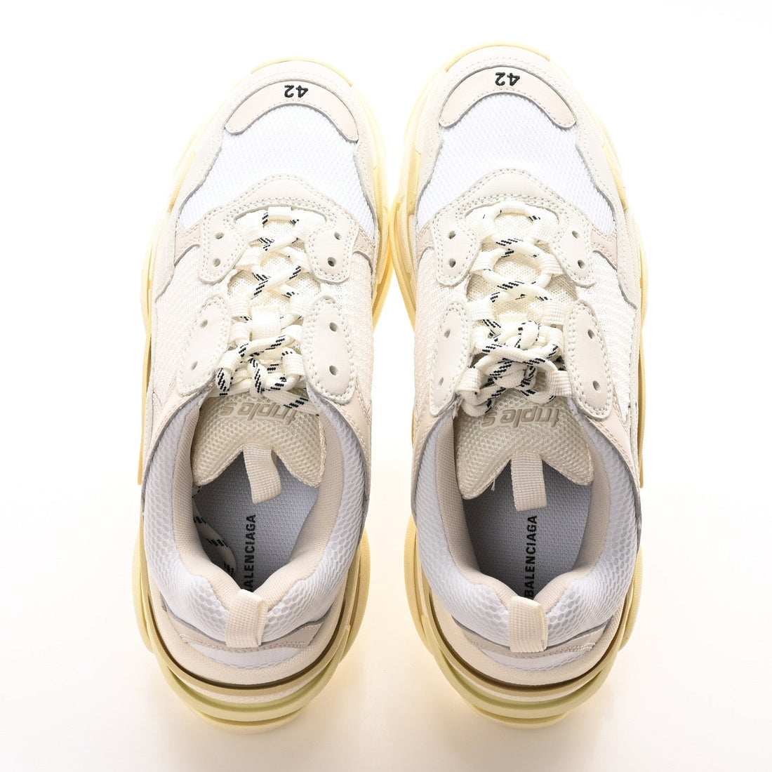 Fabric Mesh Mens Triple S Sneakers 12 White