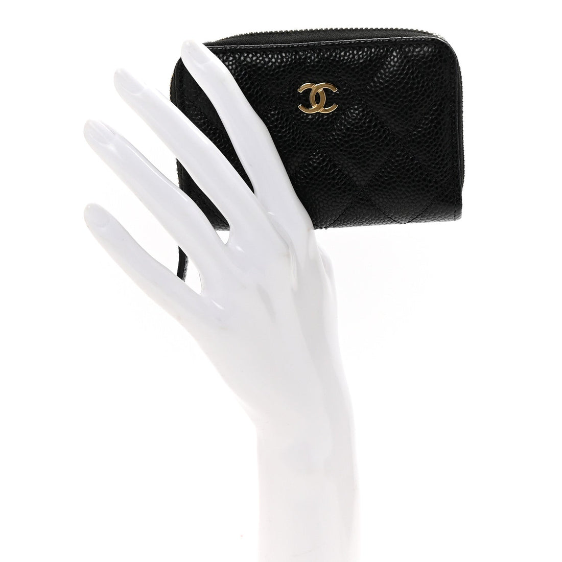 Caviar Quilted Zip Coin Purse Black