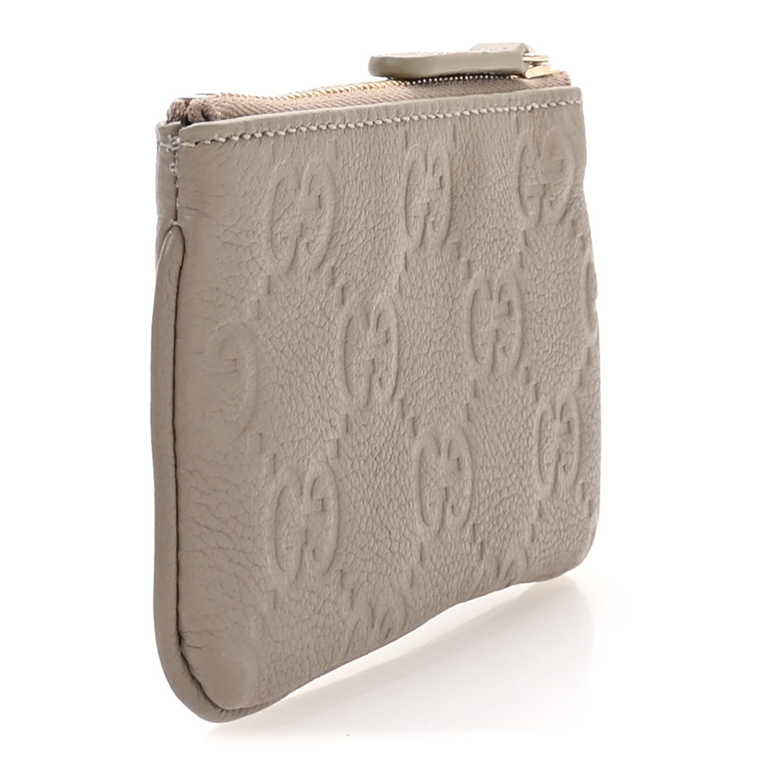 Guccissima GG Emblem Zip Key Case Taupe