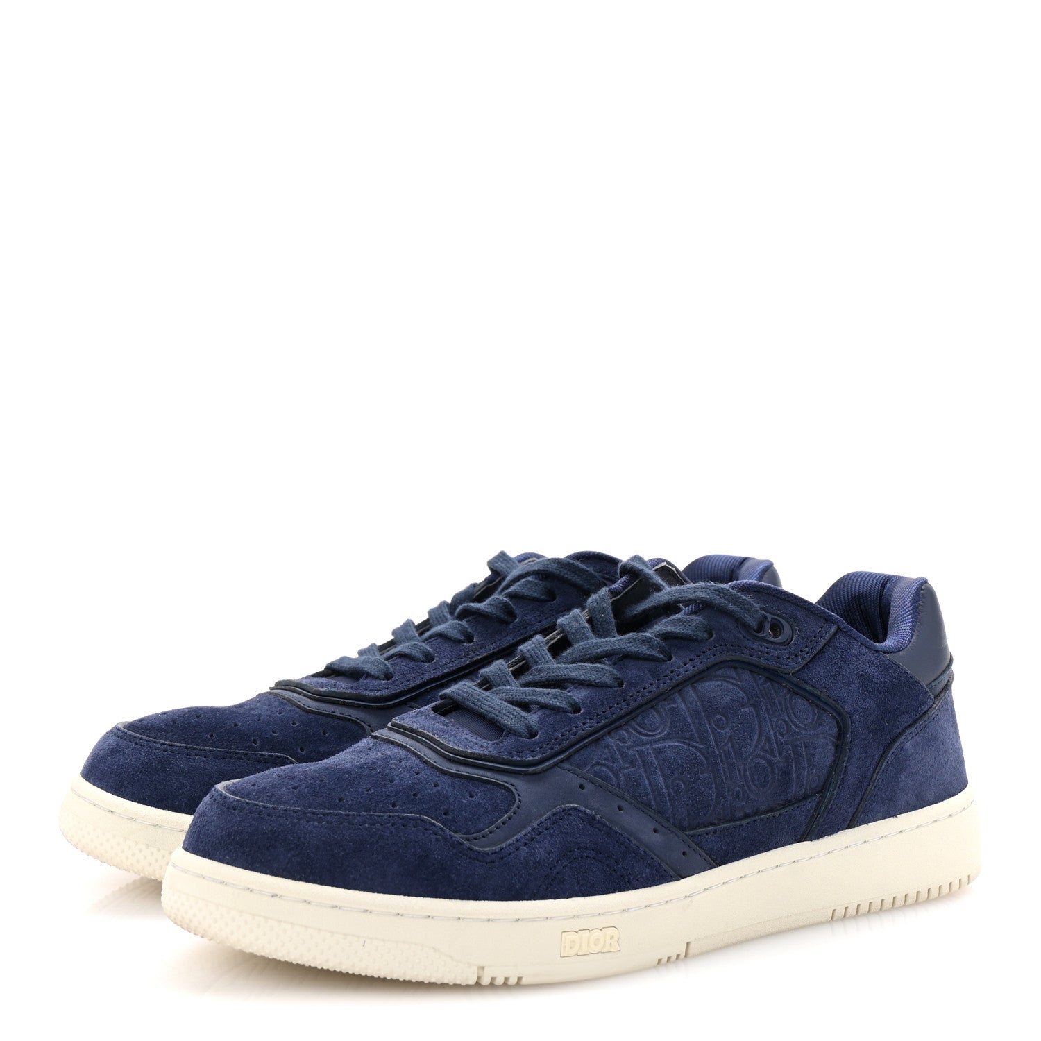 Suede Calfskin Oblique Mens B27 Uptown Low Top Sneaker 43 Navy Blue